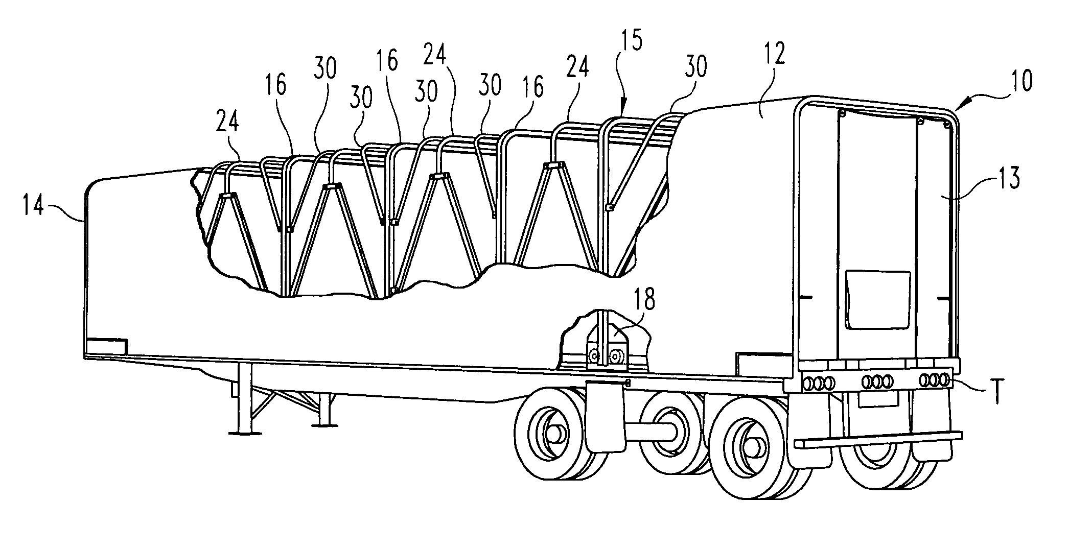 Uplift bow for a retractable tarping system