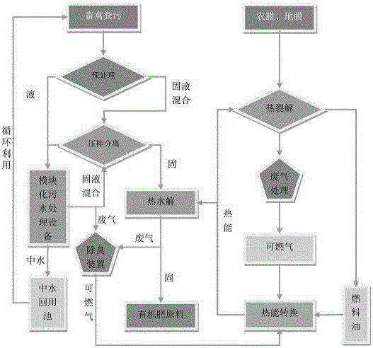 Comprehensive treatment technology of farming excrement and mulching film non-point source pollution