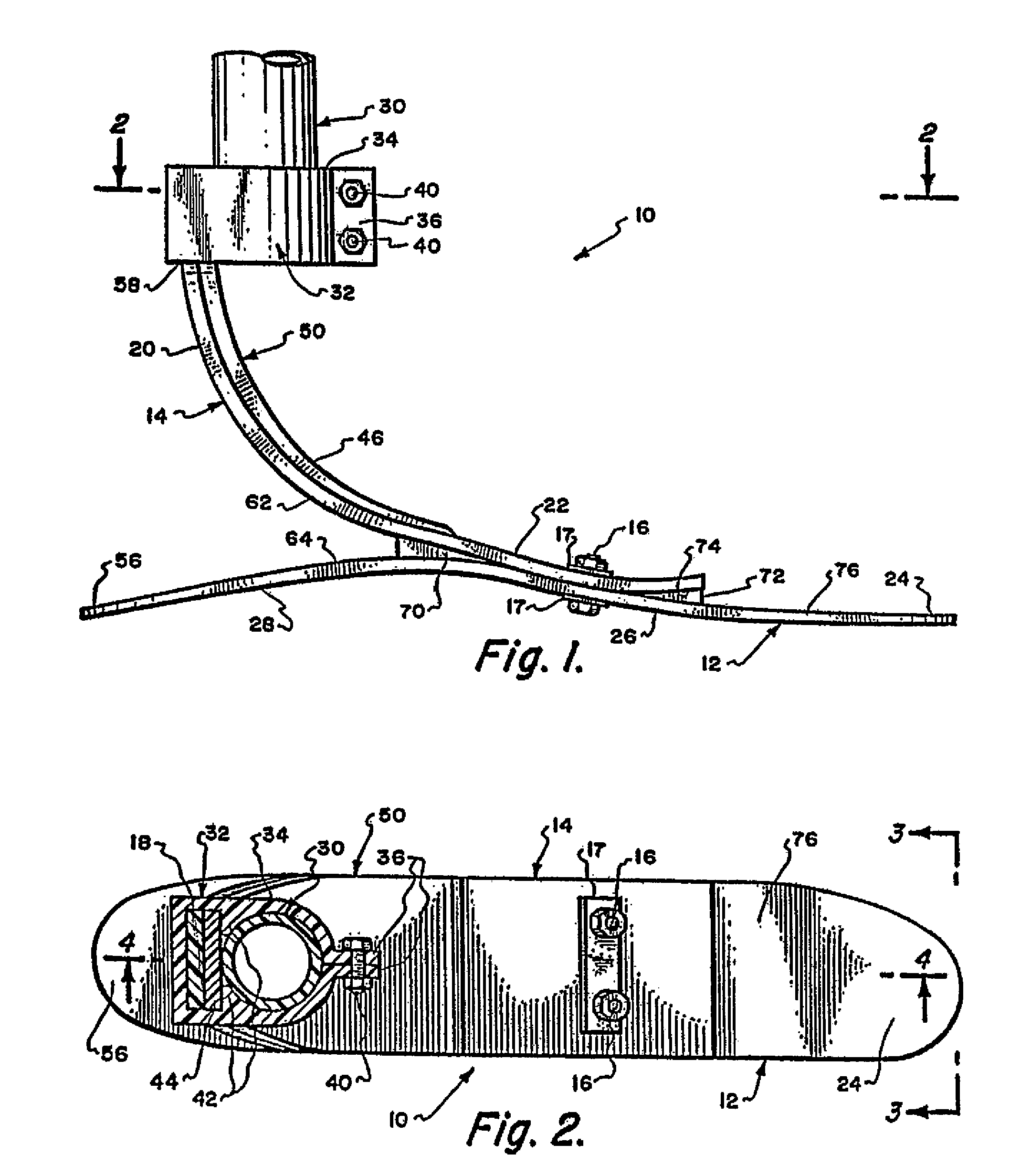 Prosthetic foot having curved ankle section