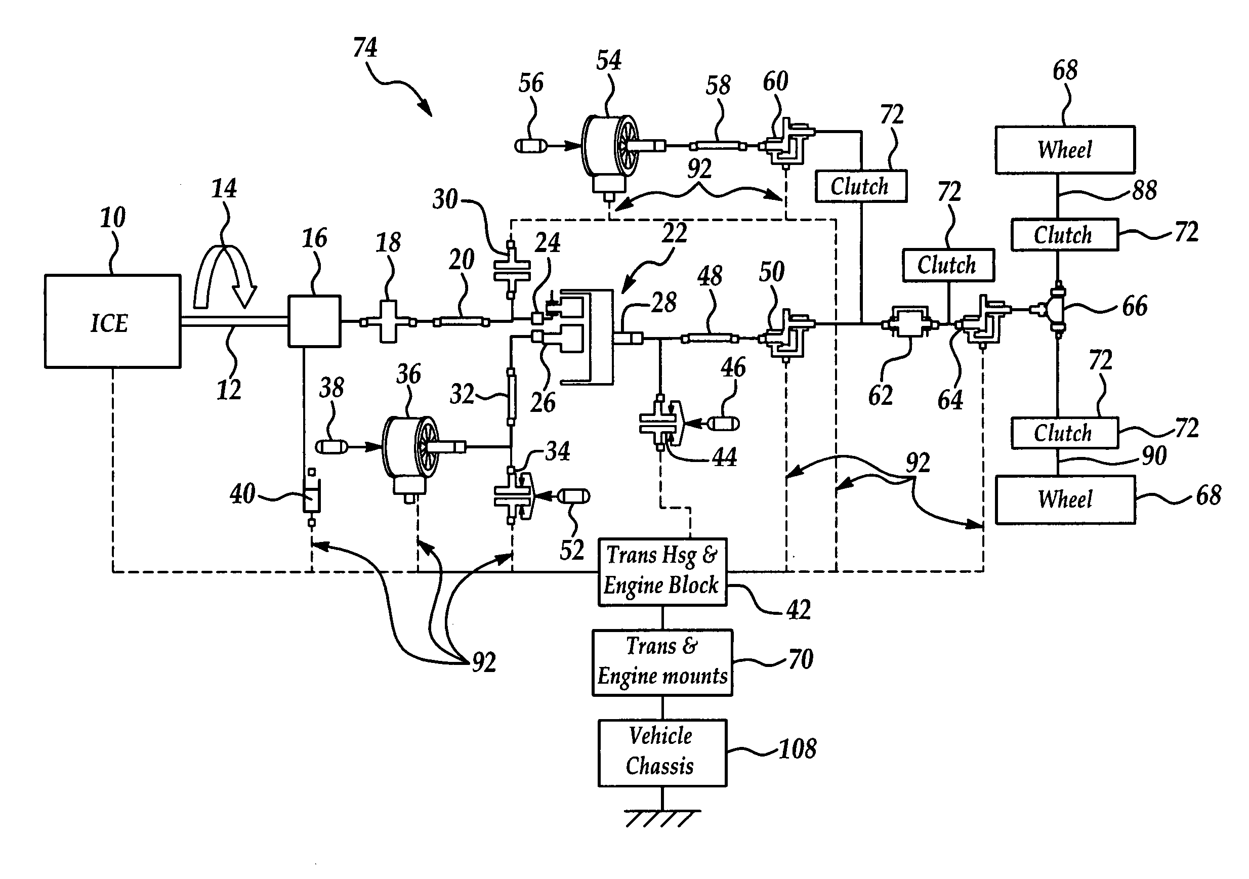 System for limiting reactive torque in powertrains