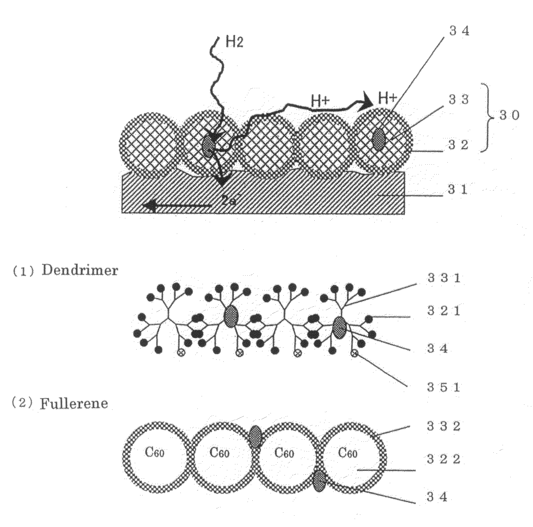 Porous electrode, and electrochemical element made using the same