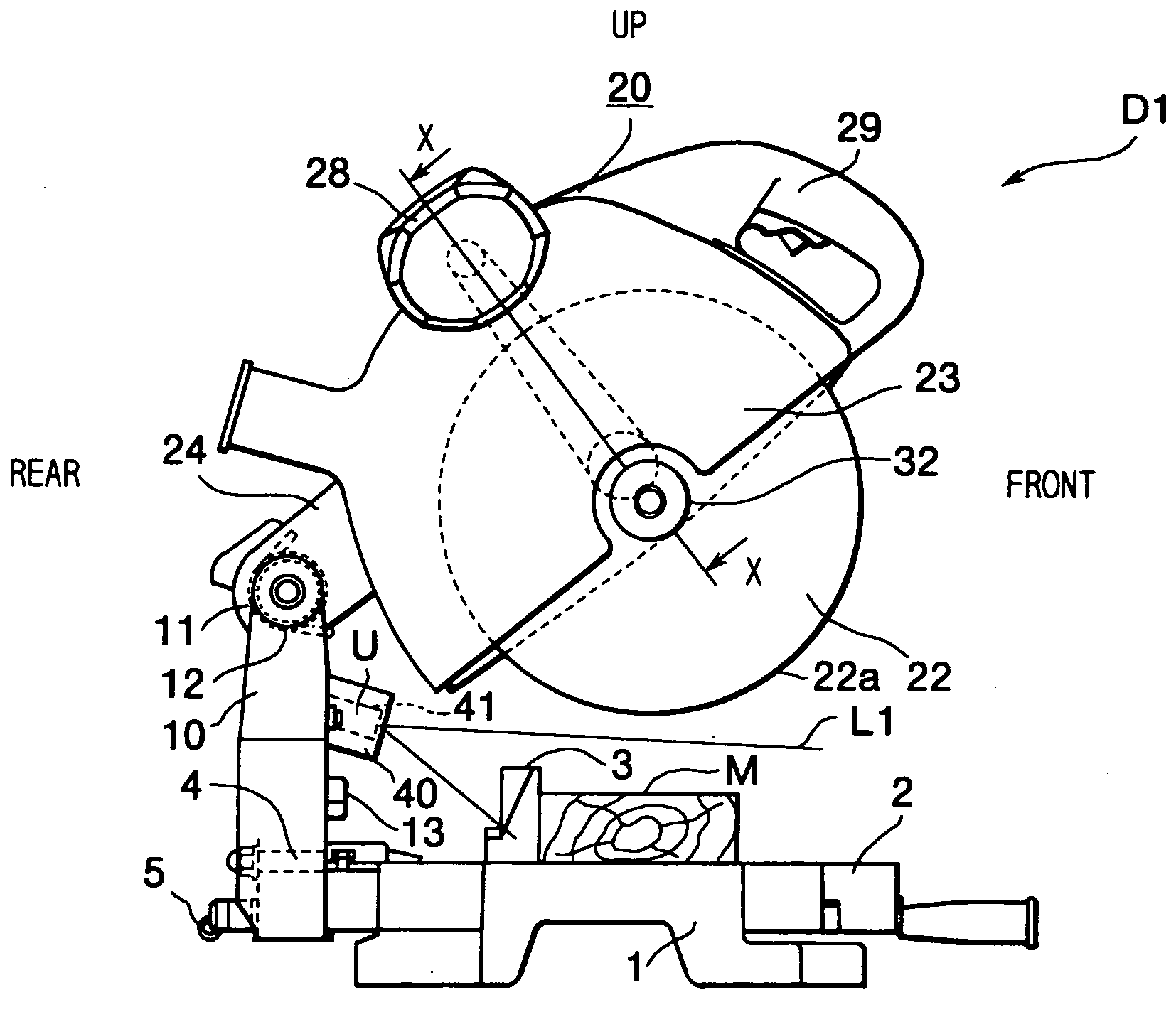 Cutter with laser generator that irradiates cutting position on workpiece to facilitate alignment of blade with cutting position