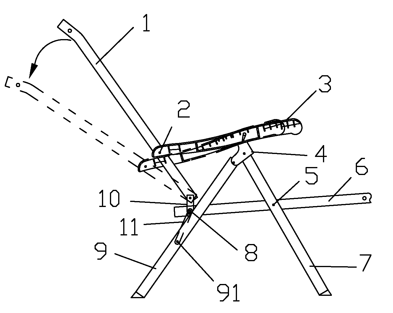 Campstool with Adjustable Armrest Positioning