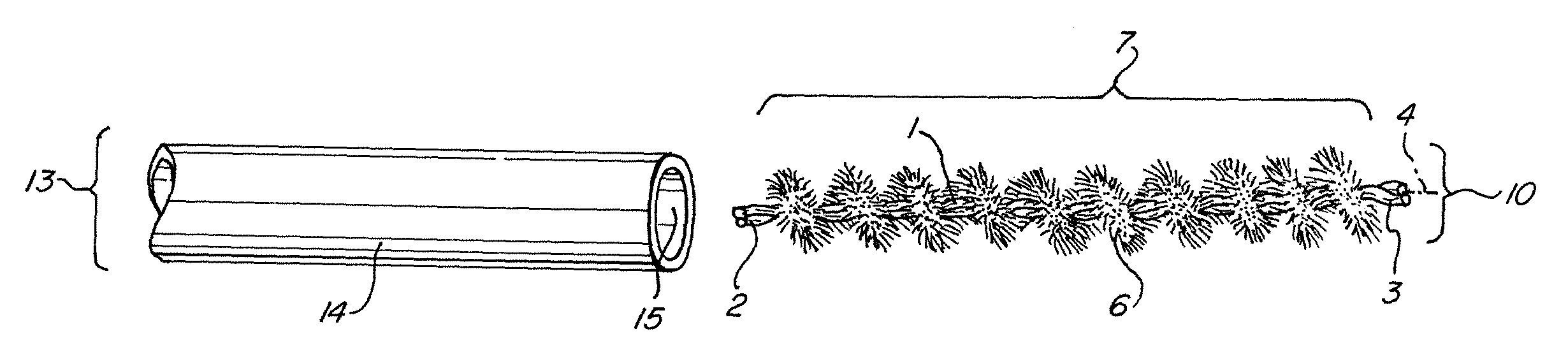 Scrubbing element with welded wire leader