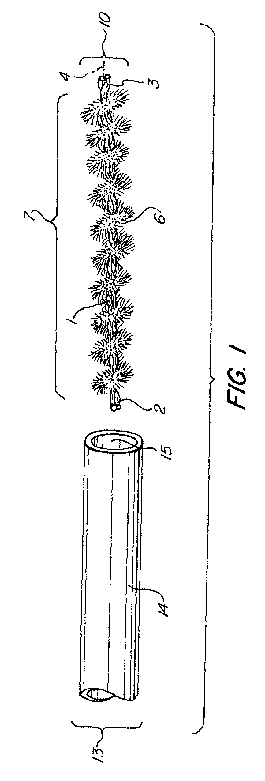 Scrubbing element with welded wire leader