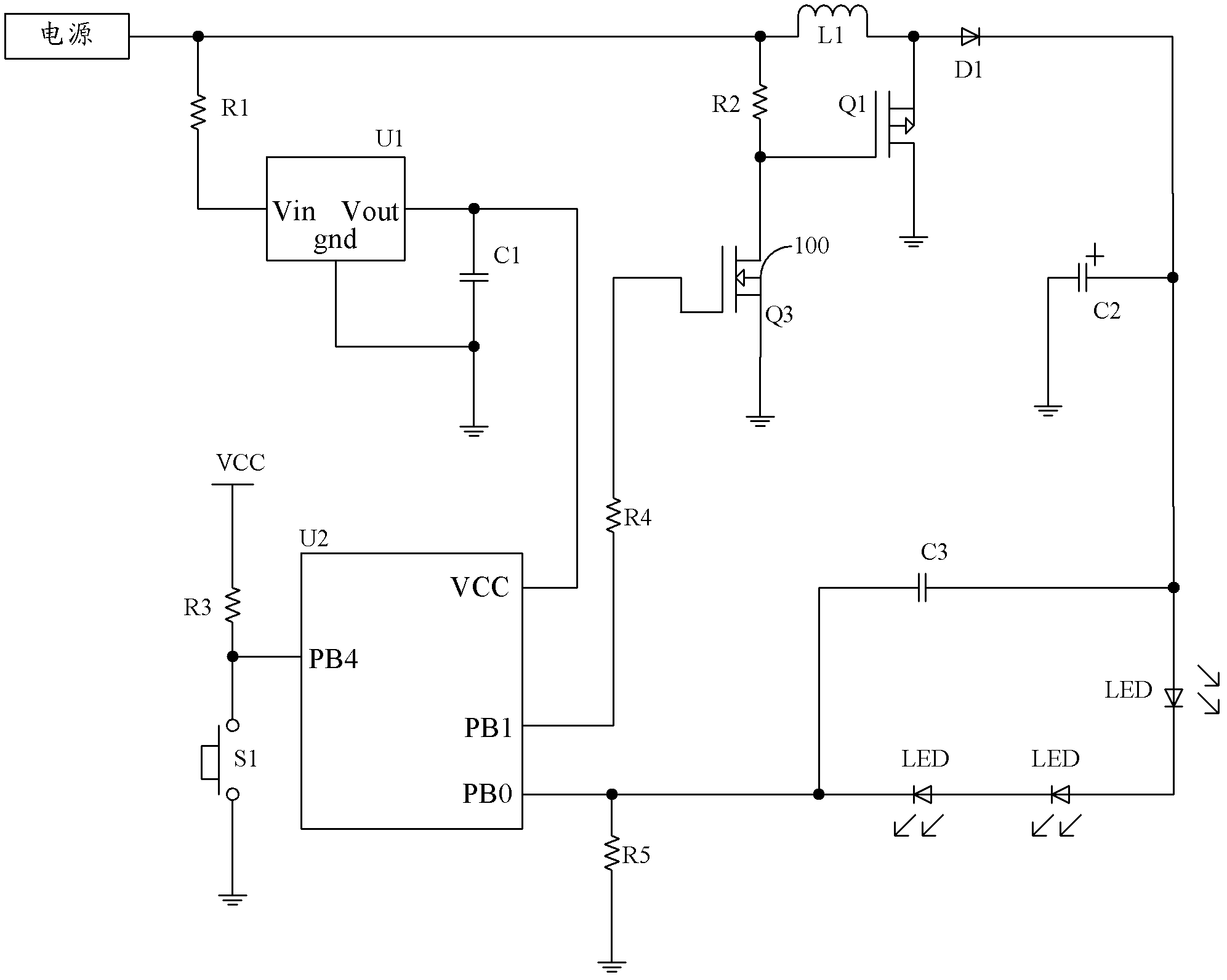 Voltage-rising type LED driving circuit and lamp