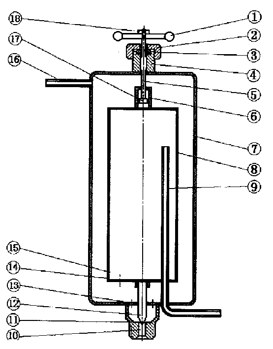 Integrated gas/liquid separating device with automatically controlled liquid level