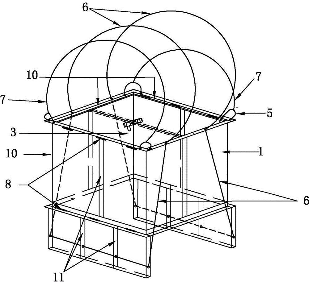 Hoisting and conveying square bucket for building construction and manufacturing method thereof