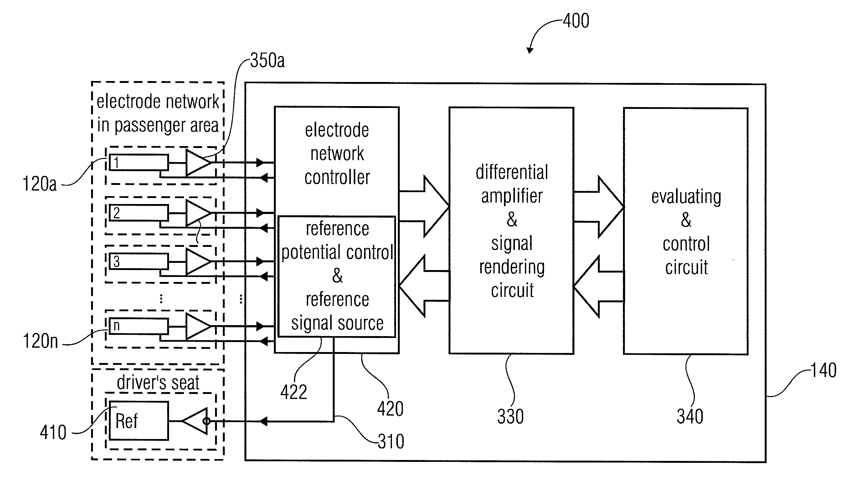 Signal detecting device for detecting a difference signal for an electrical measurement of a vital parameter of a living being, electrode arrangement and method