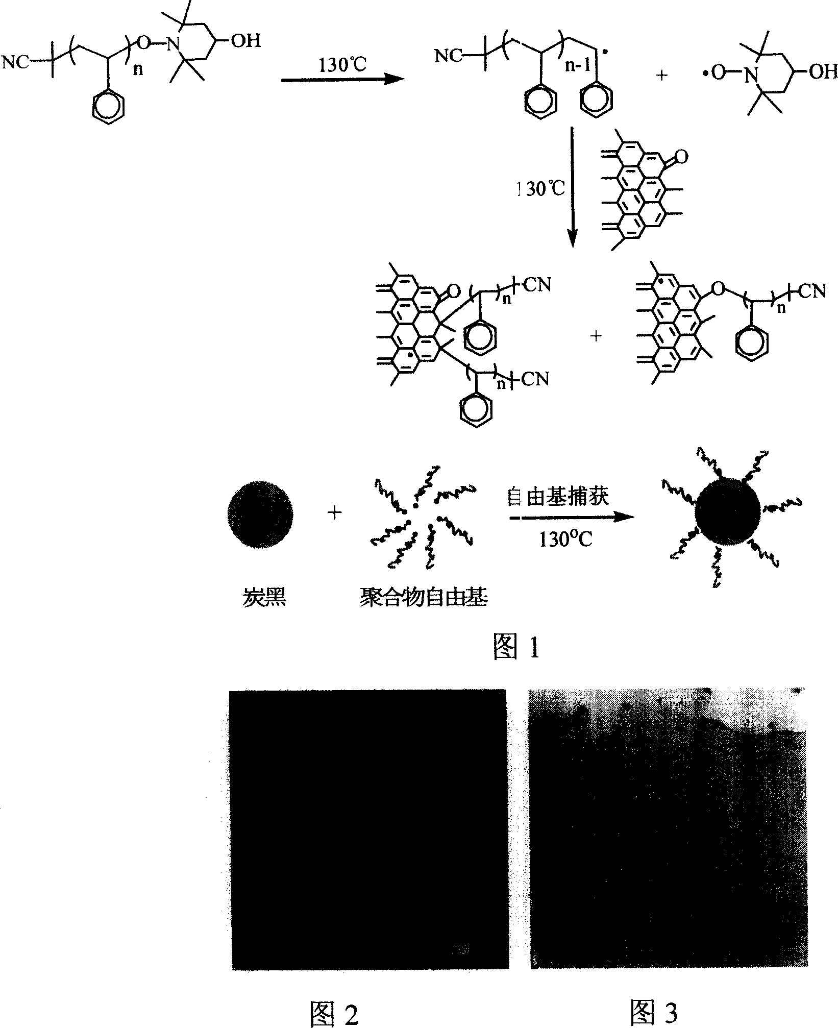 Method for preparing dispersive type carbon black adopting surface graft modification method