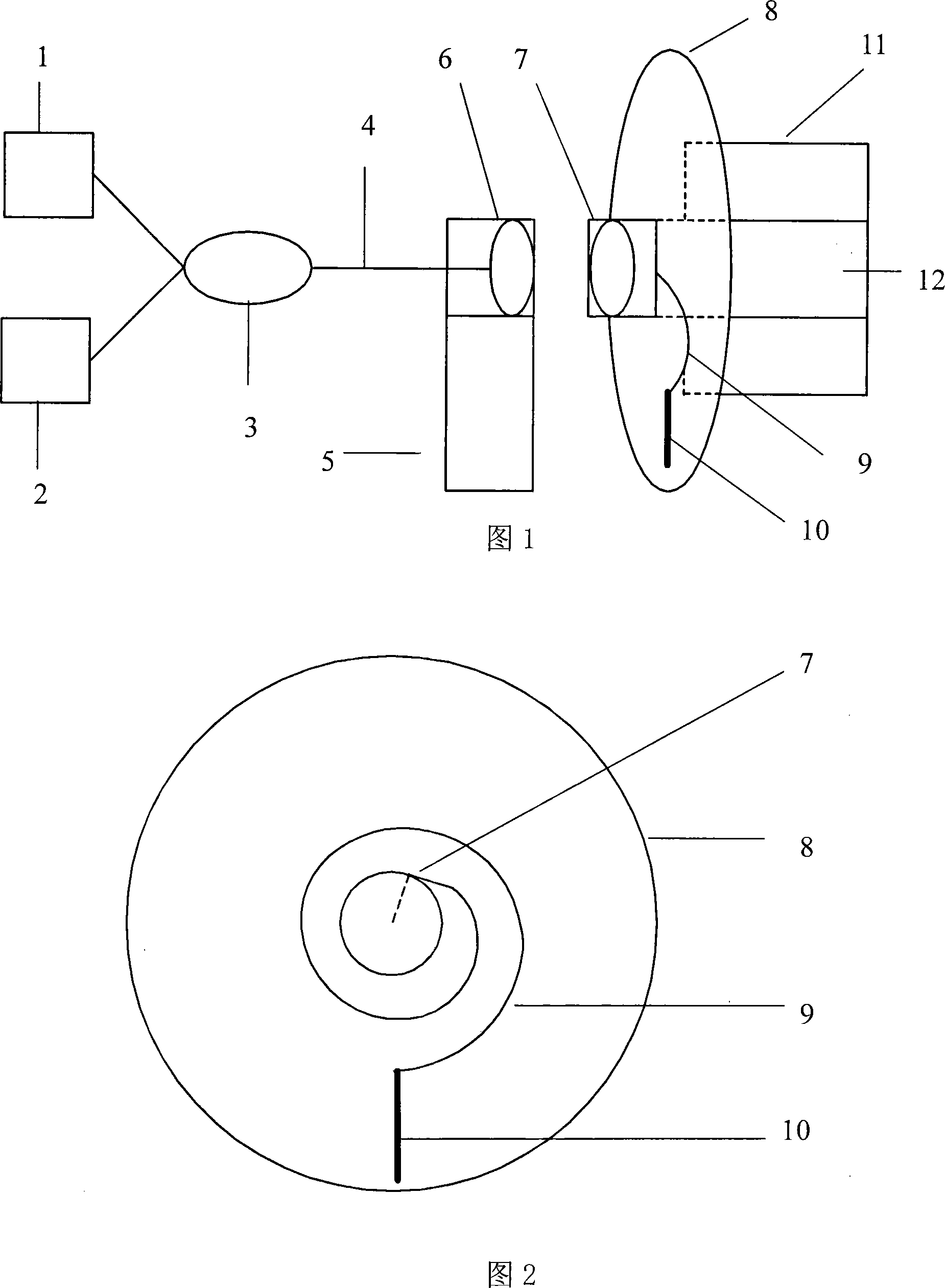 Optical fiber grating sensing measuring method and device for detecting running state of rotating machine