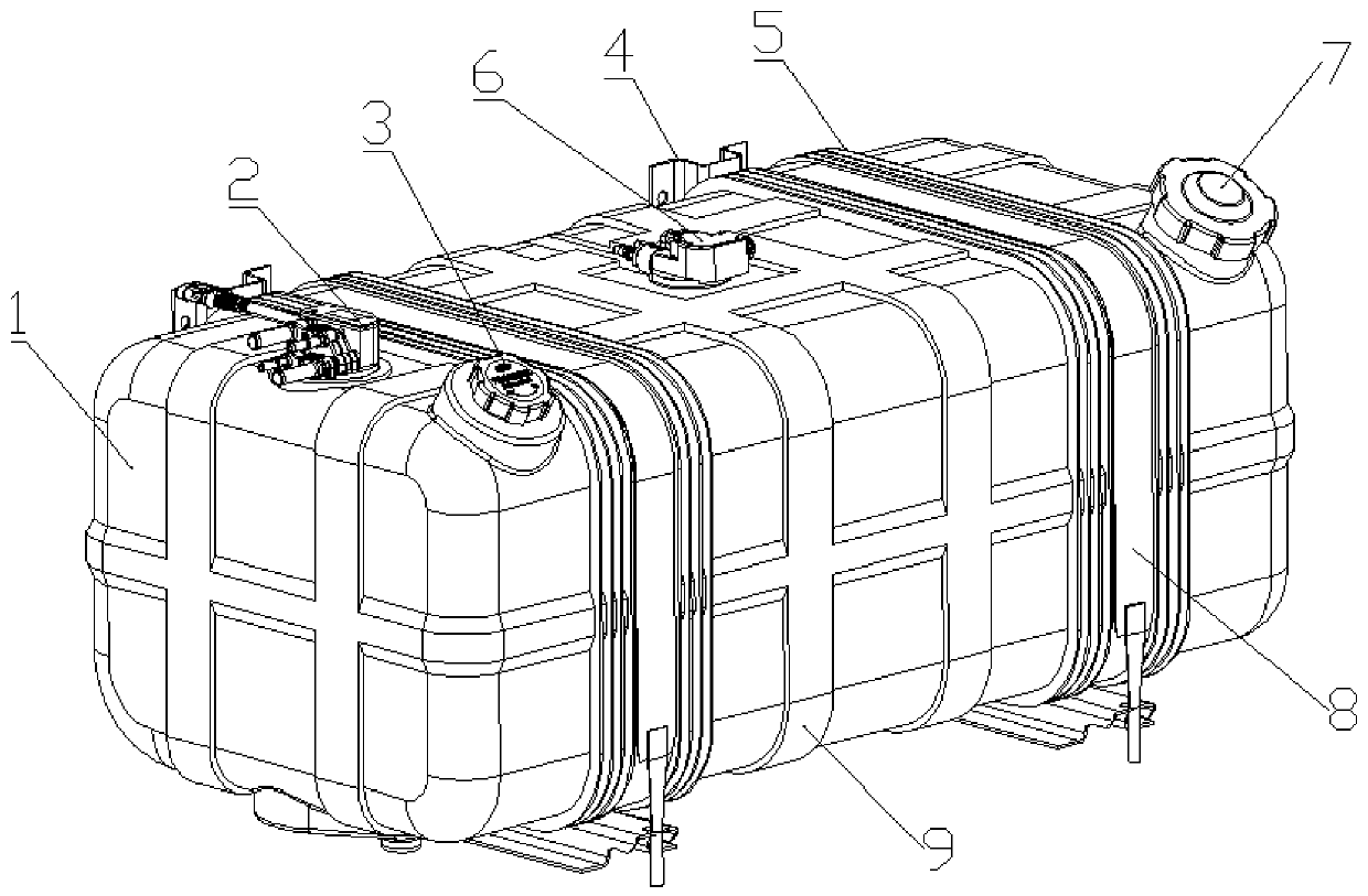 Integrated structure of fuel tank and urea tank, material and process