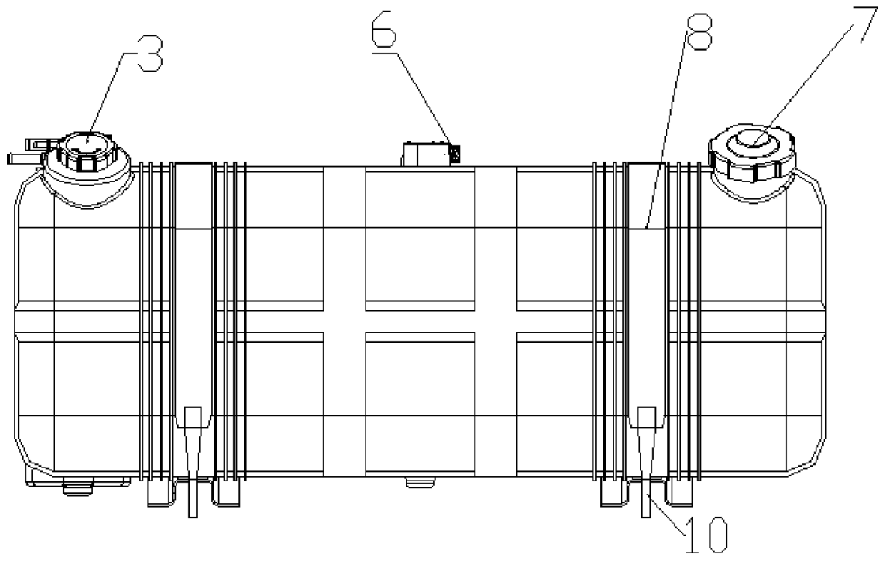 Integrated structure of fuel tank and urea tank, material and process