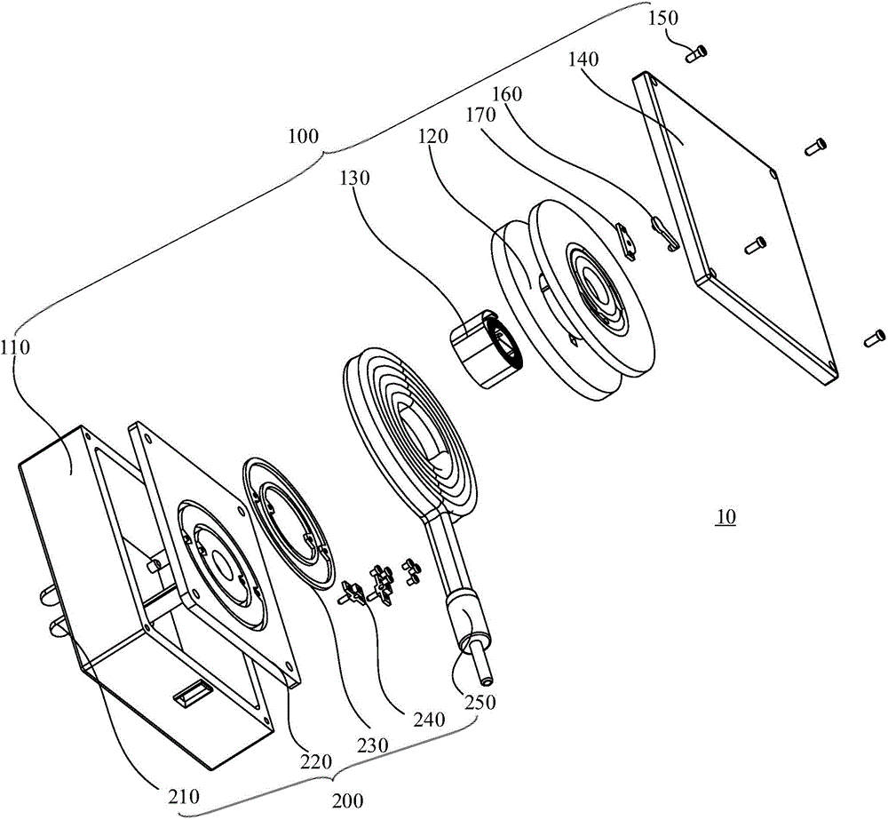 Charger and wire collection structure enabling single-side wire pulling operation