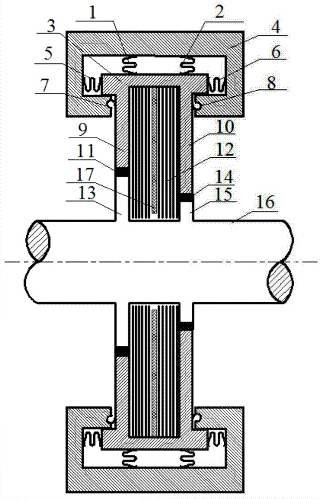 A self-concentric brush seal structure with a rotor containing discs