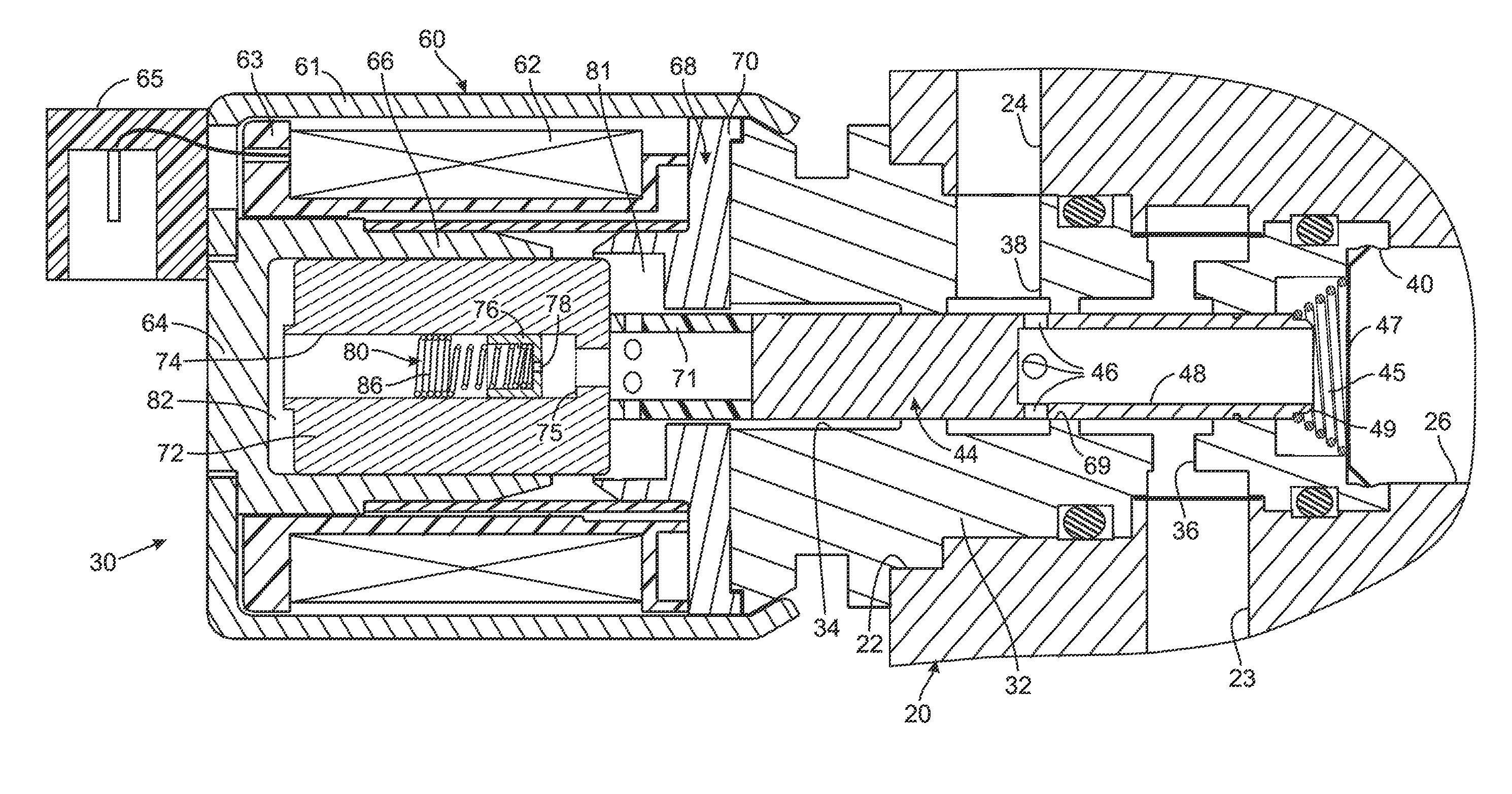 Solenoid valve with a piston damped armature