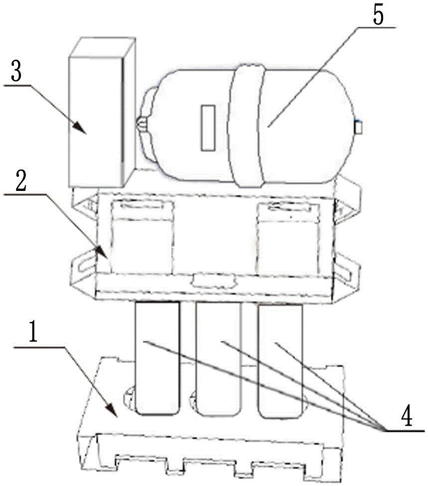 Corrugated paper based kitchen water purification machine cushion-packaging structure and production method thereof