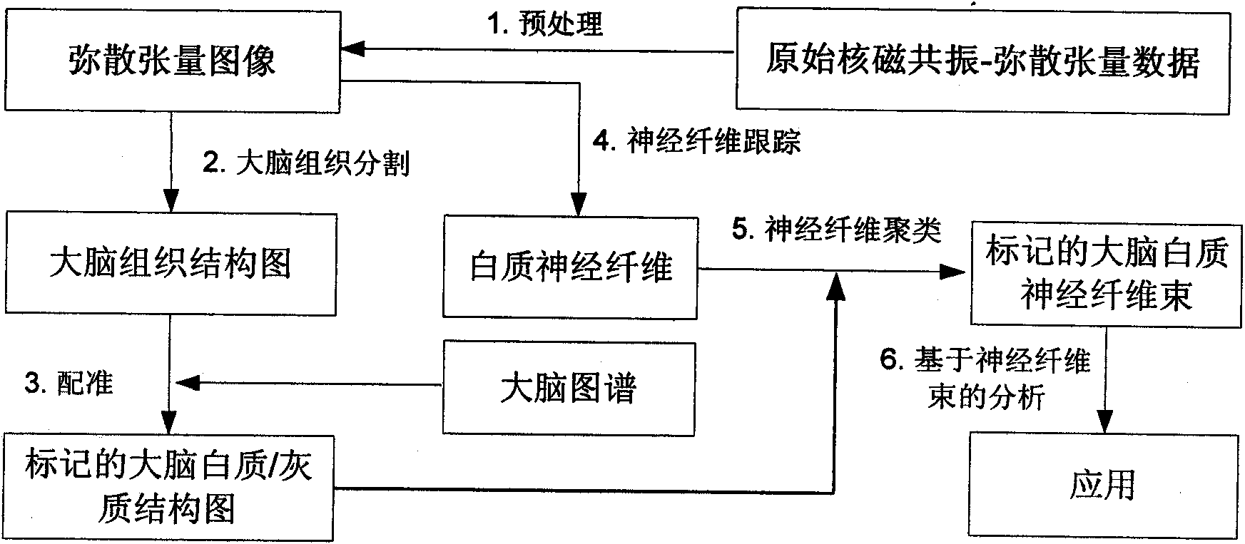 Mixed brain white matter nerve fiber automatic cluster and marking method