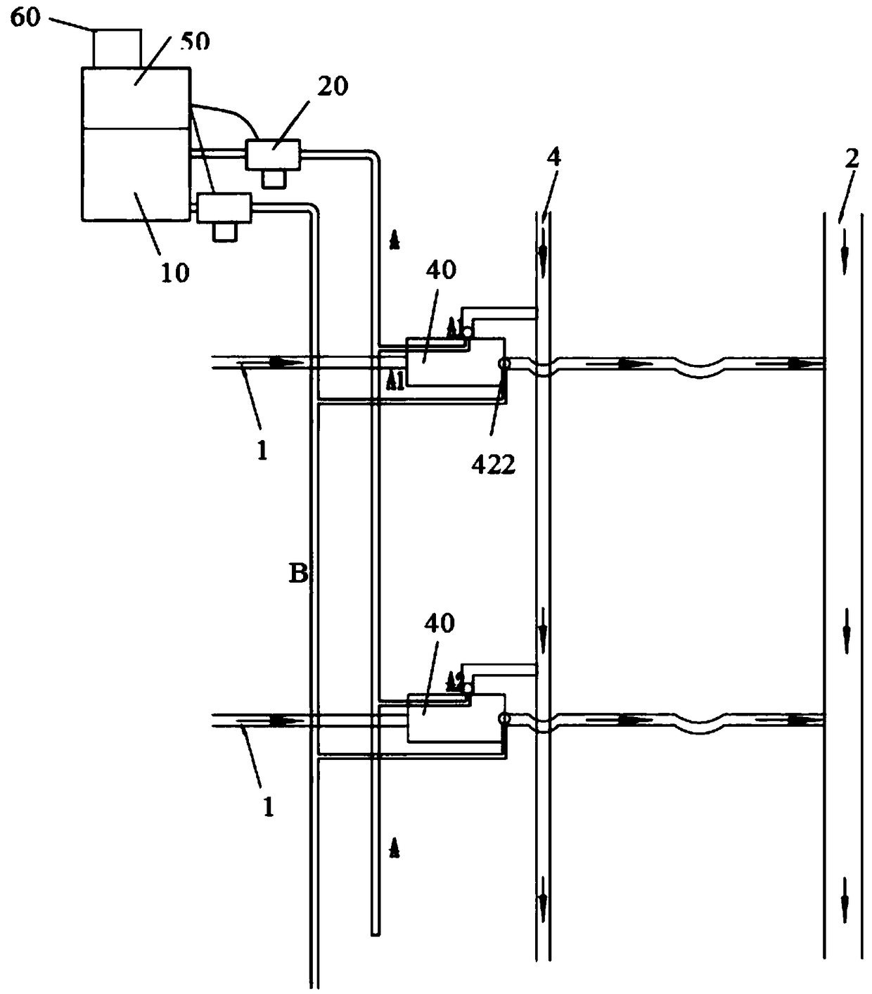 Shunting system with pneumatic shunting well and control method