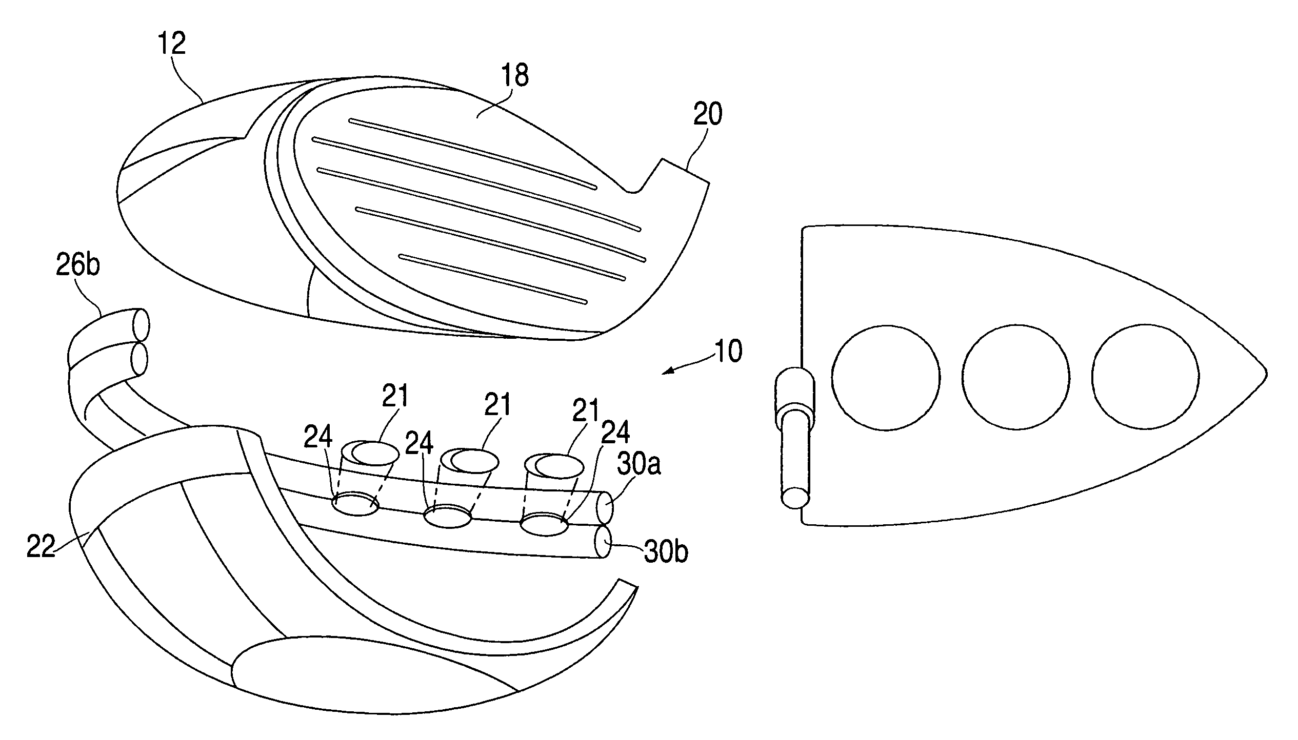 Golf head having a ported construction