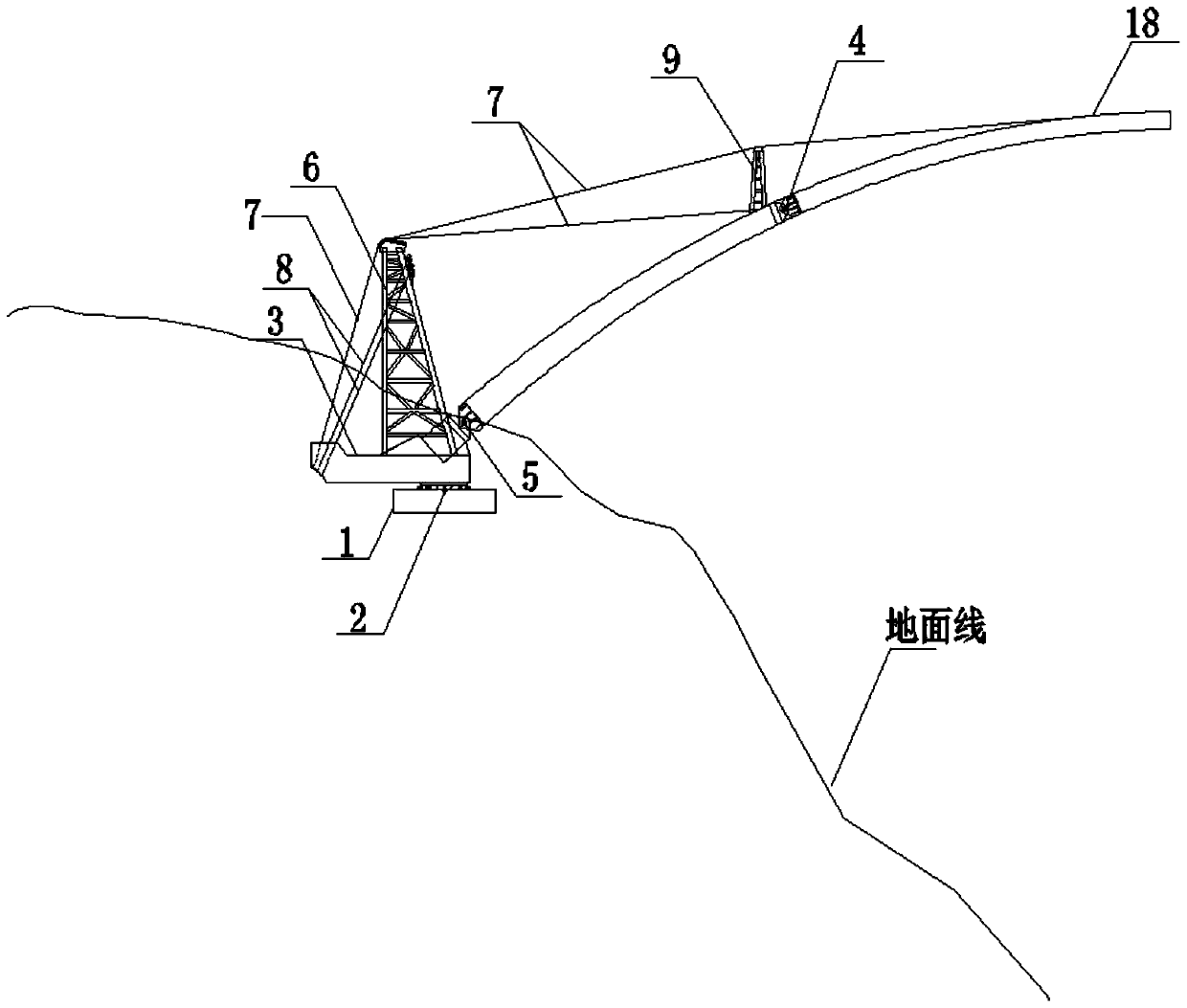 Steel box arch bridge arch rib segmental vertical rotation structure and construction method