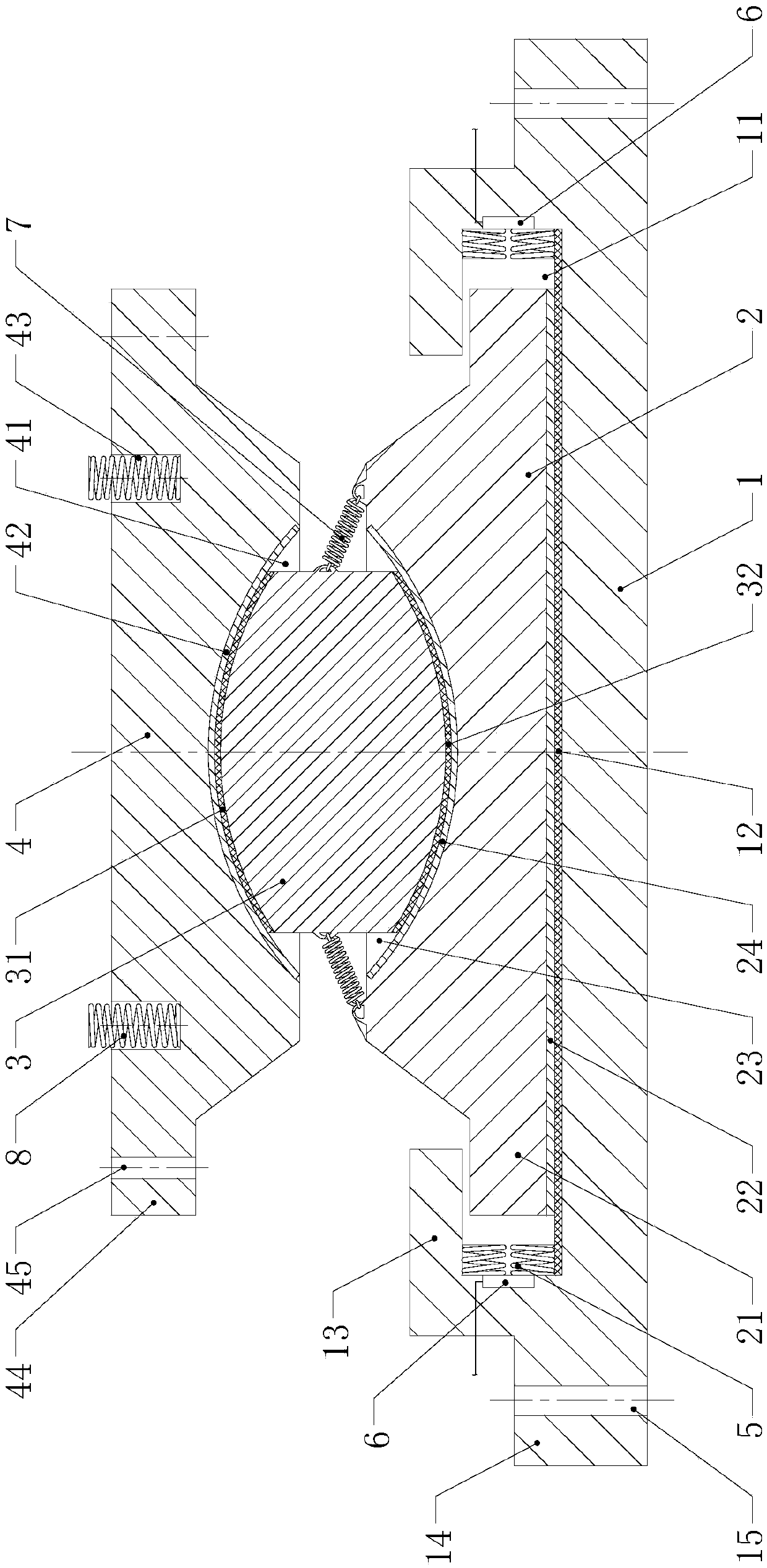 Shock-absorbing large-turning-angle spherical steel support