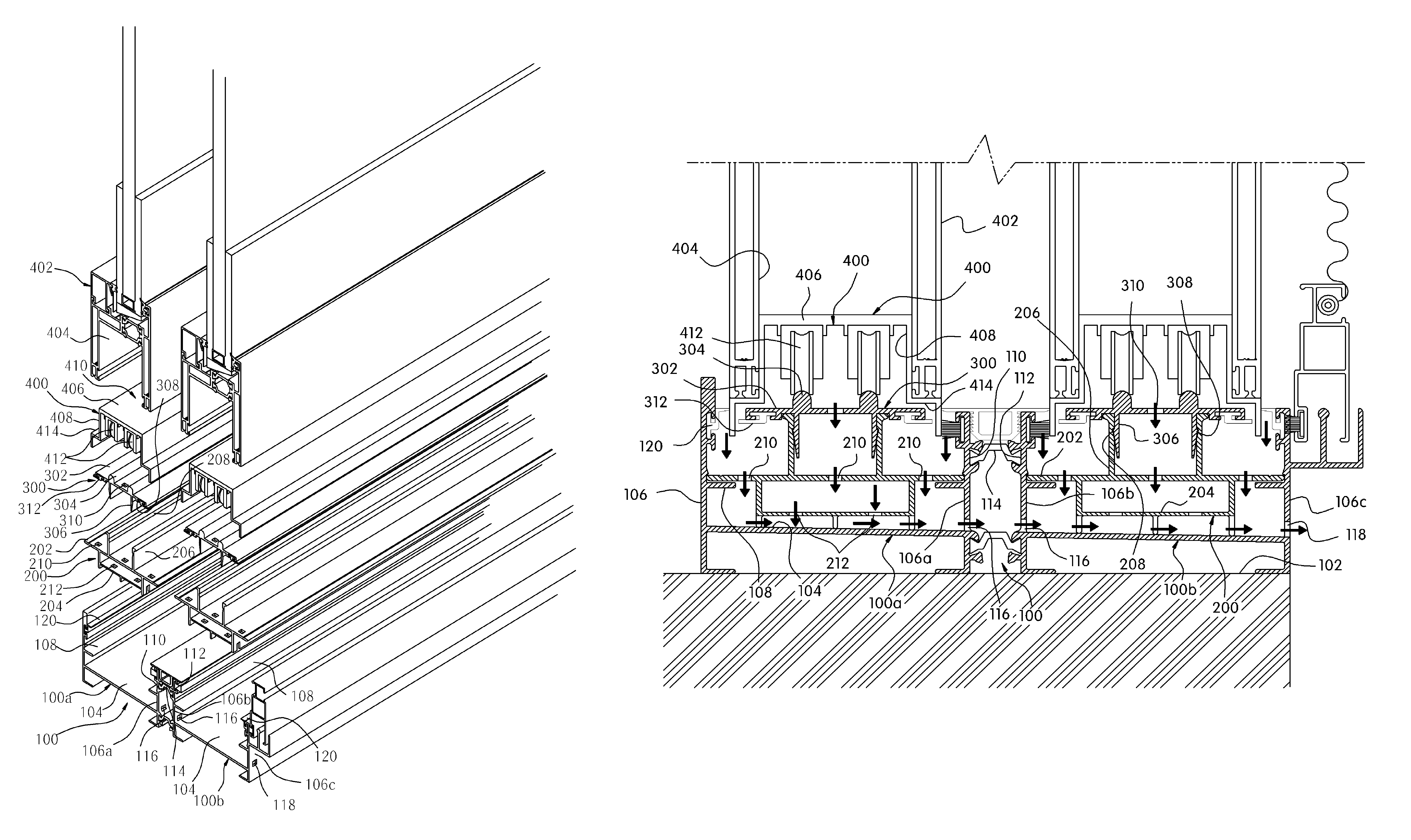 Modular window apparatus with liquid drainage ability