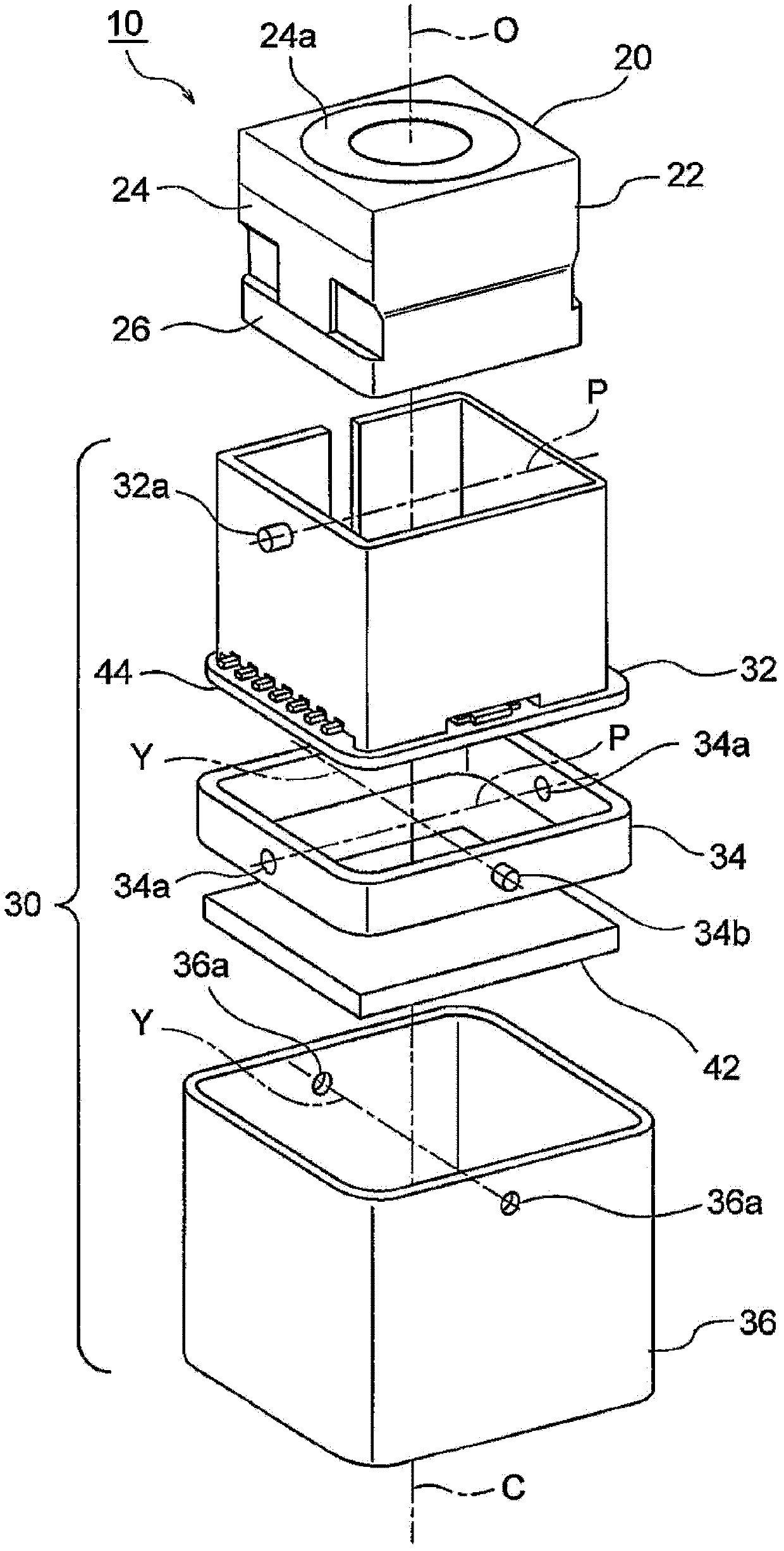 Camera shake correction device for camera