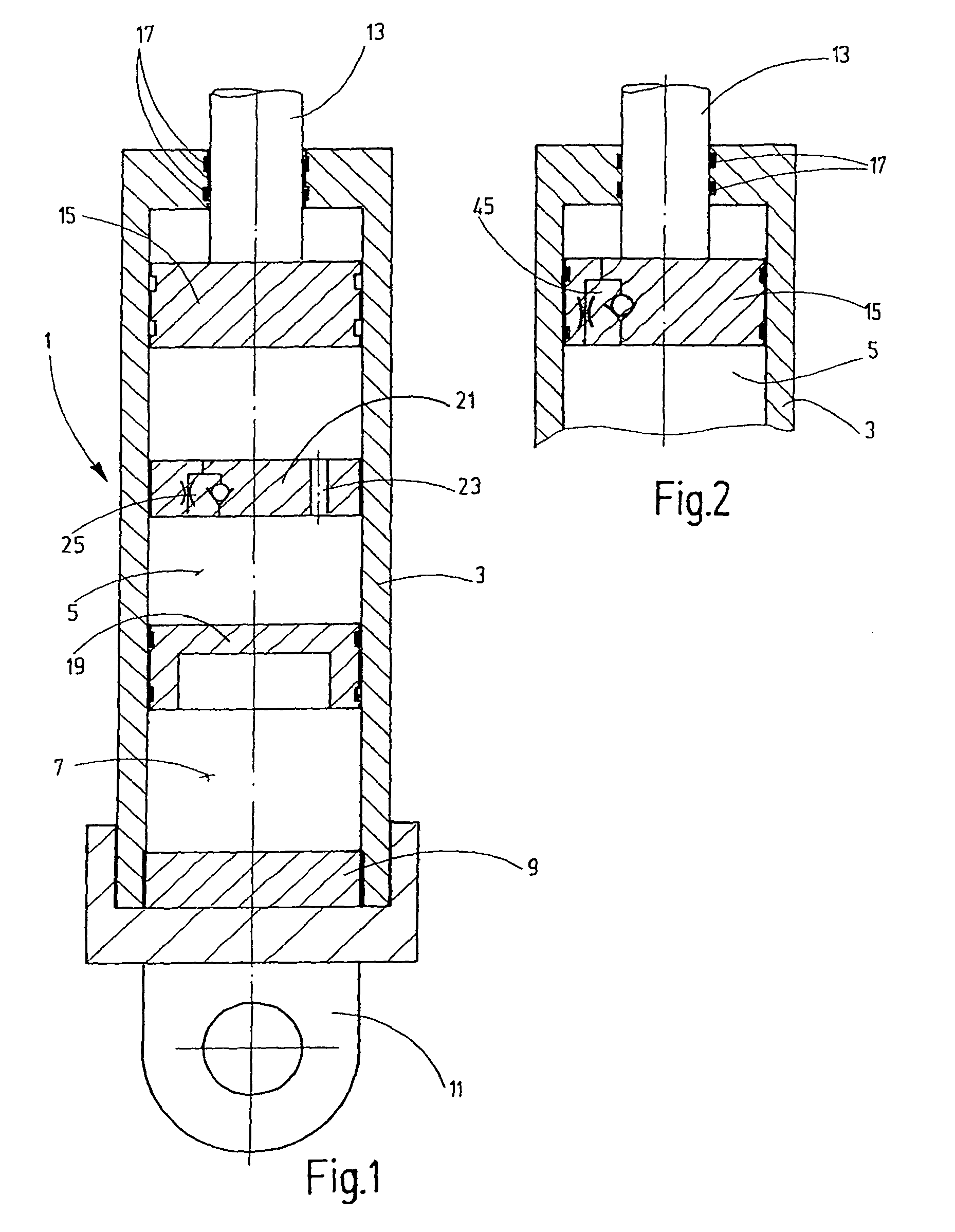 Hydropneumatic piston/cylinder arrangement