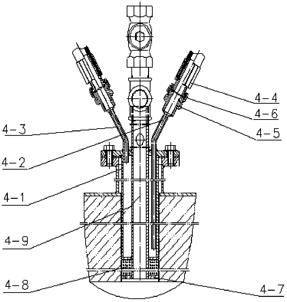 Water-cooling anti-coking instilling and nitrogen blocking removing device of double-row rare earth gas carburizing furnace