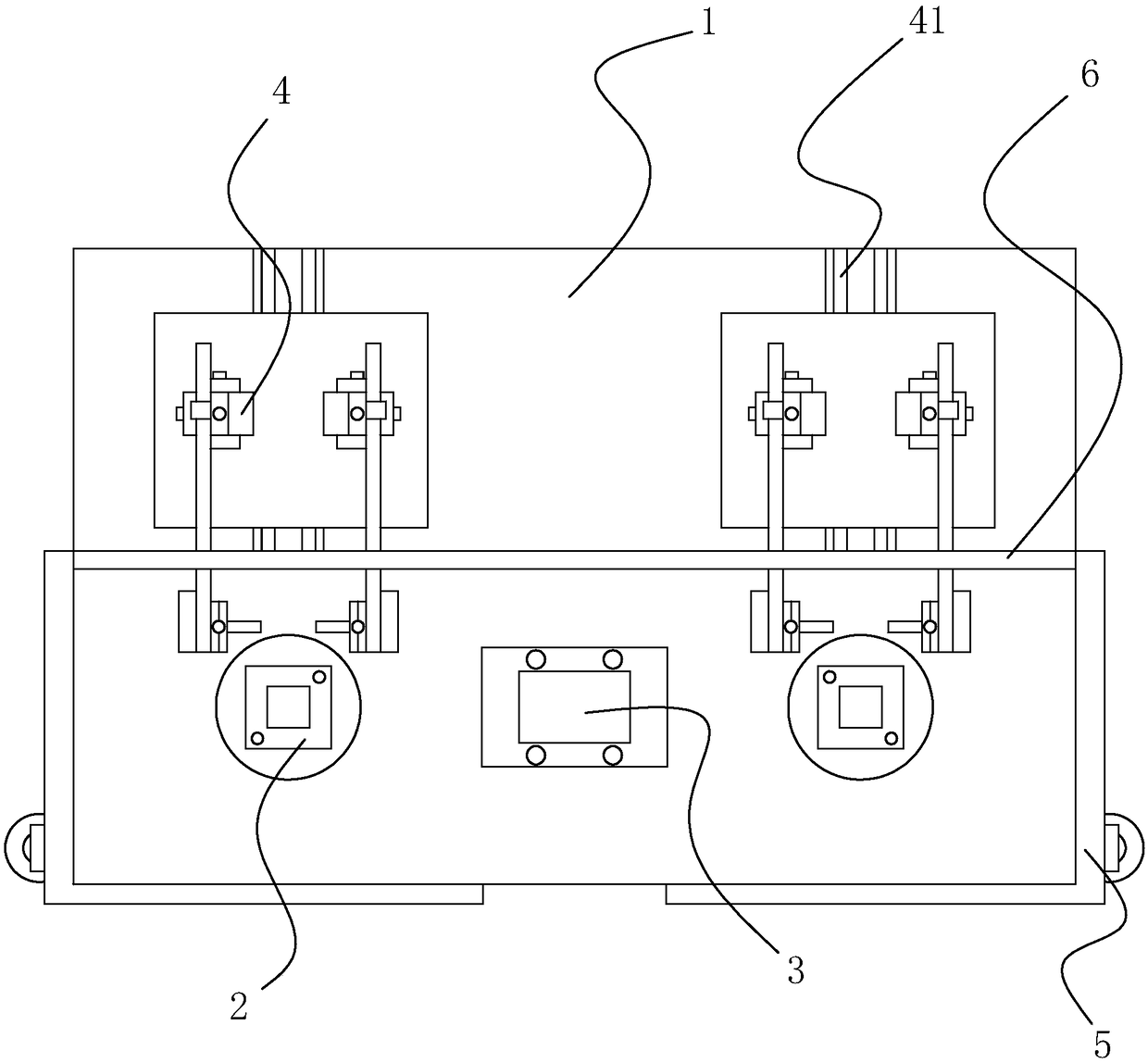 A fully automatic rotary positioning welding device between guardrail components