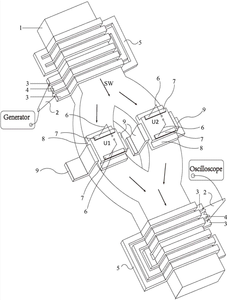 Logic device based on spin wave interference and multiferroic material