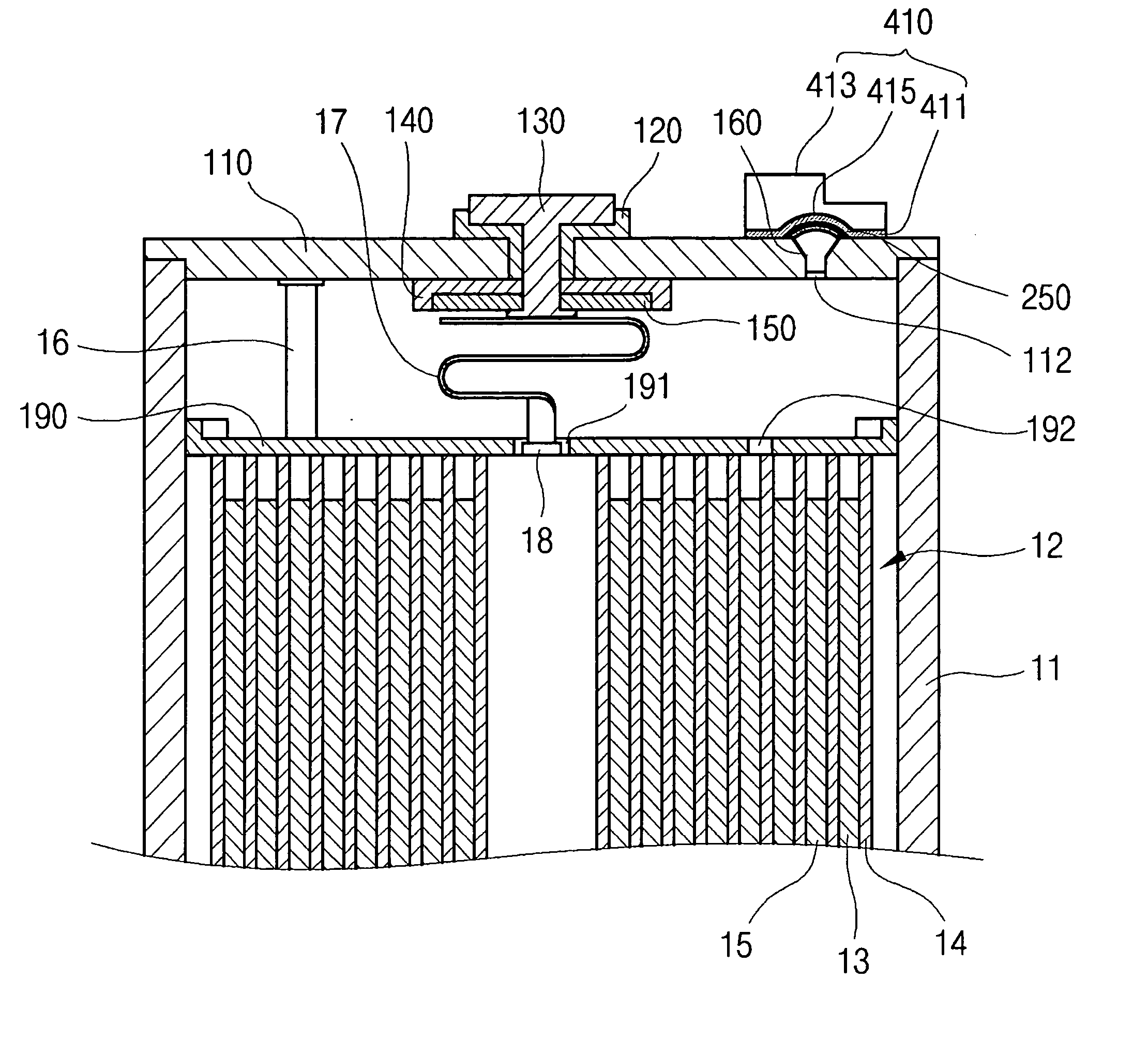 Prismatic-type rechargeable battery with attached lead plate