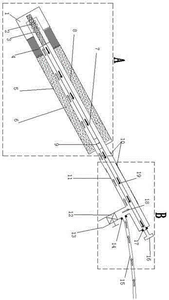 Improved gas extraction structure adopting downward hole drainage and implementation method thereof