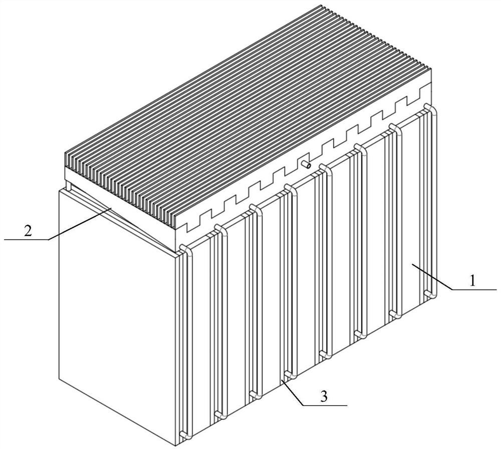 A power battery module based on coupled cooling of loop heat pipe and phase change material