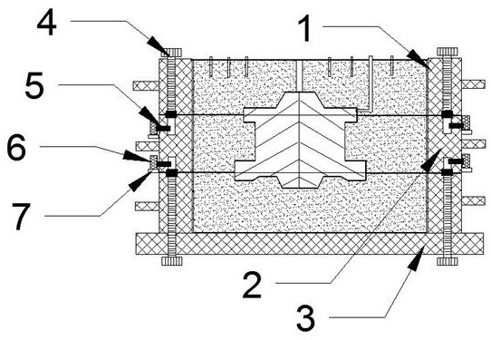 A three-box sand mold for metal casting