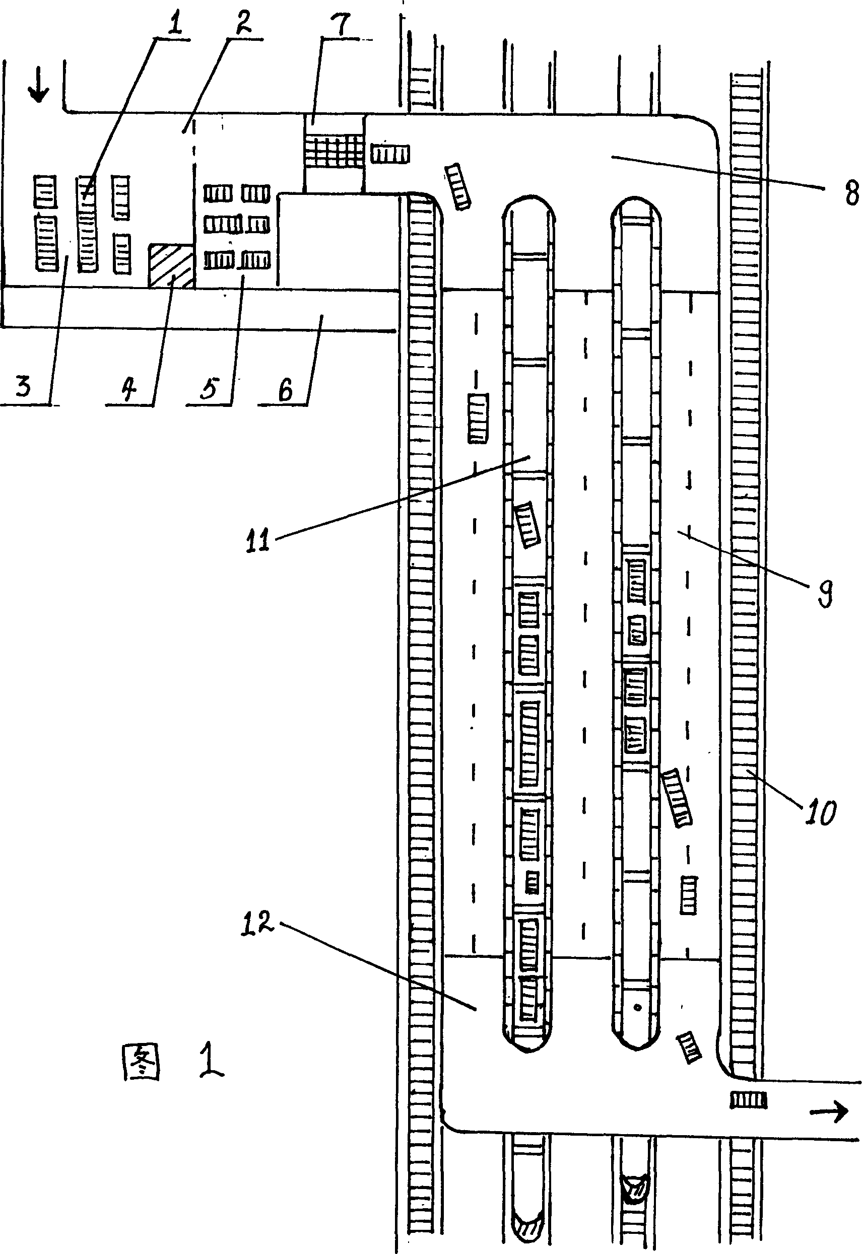 Motor vehicle railway conveying system