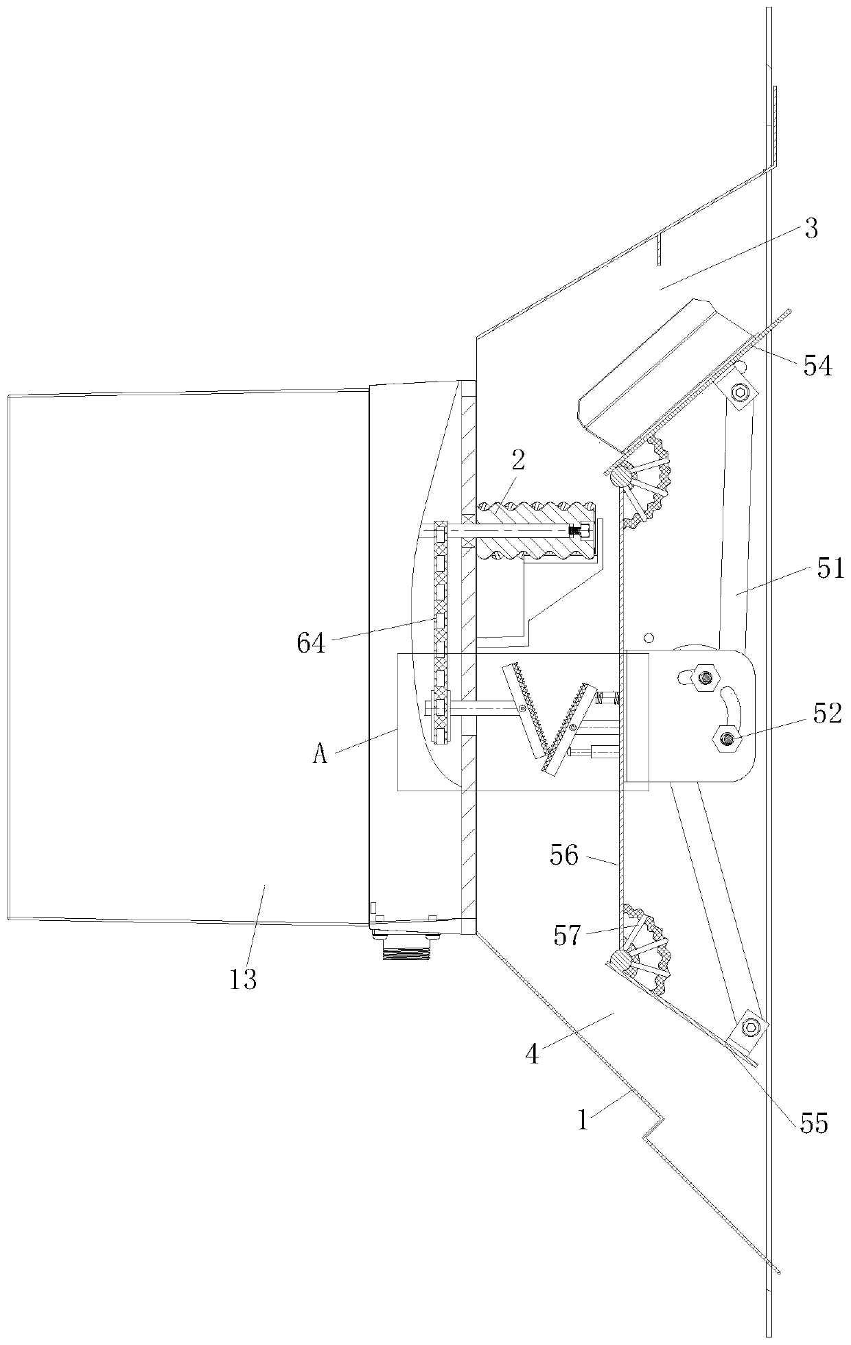 Linkage type closed door structure and grain moisture detector