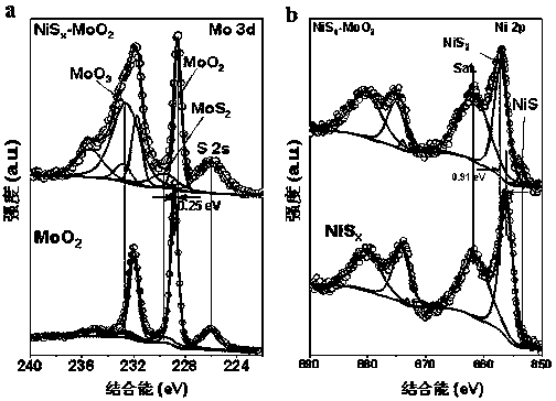 MoO2-NiSx/CC hydrogen evolution electrocatalyst and preparation method thereof