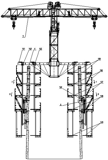 Construction method for barrel wall of prestressed concrete wind power tower and special construction equipment