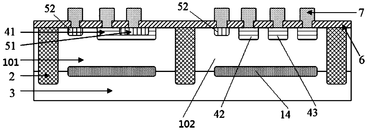 Radiation hardening silicon-based bipolar transistor structure based on self-built electric field and preparation method