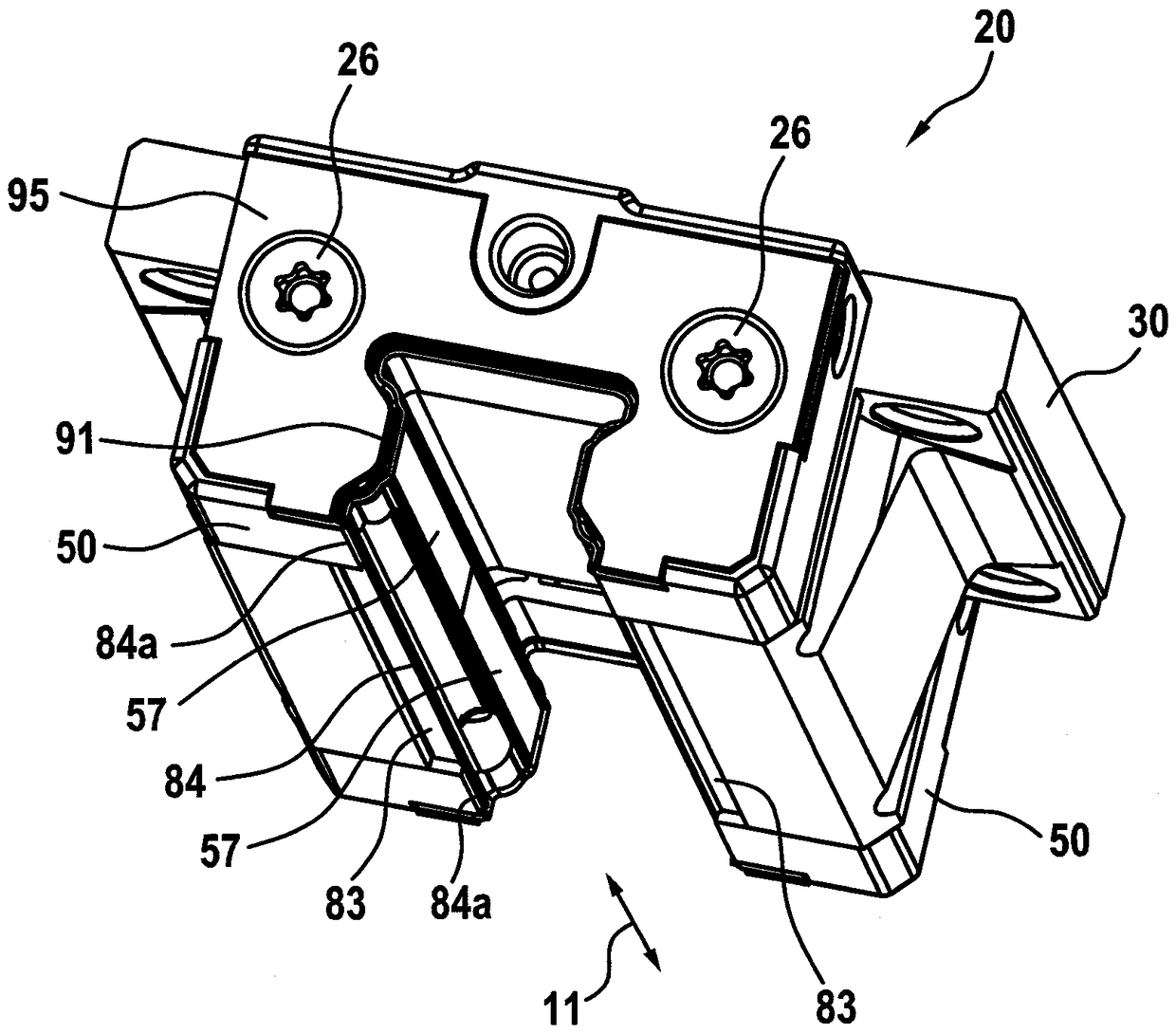 Guided carriage with rolling body guide elements made of elastomer