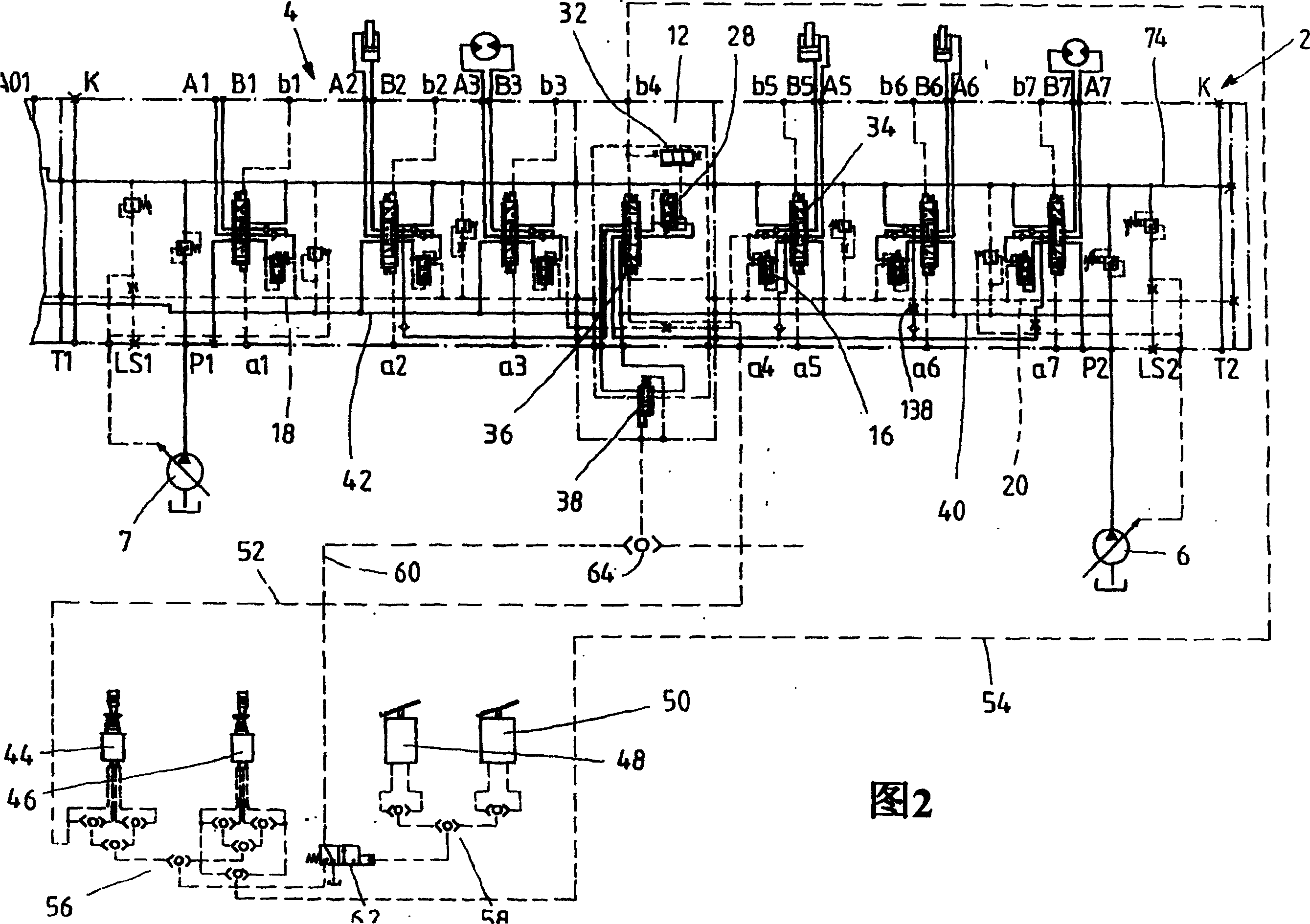 Hydraulic dual circuit system