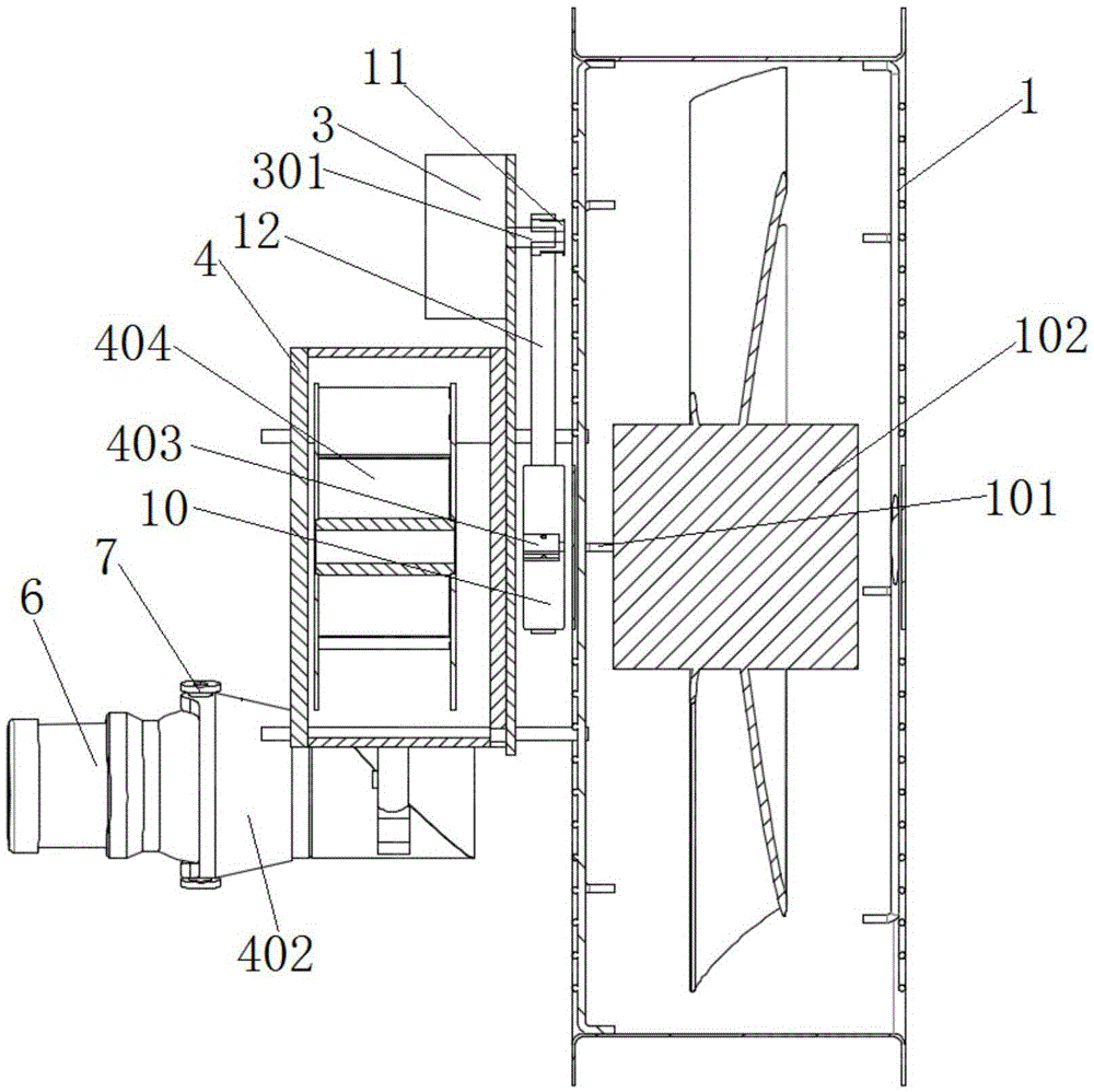 Hydraulic type self-power-generating smoke exhaust fan with lighting function