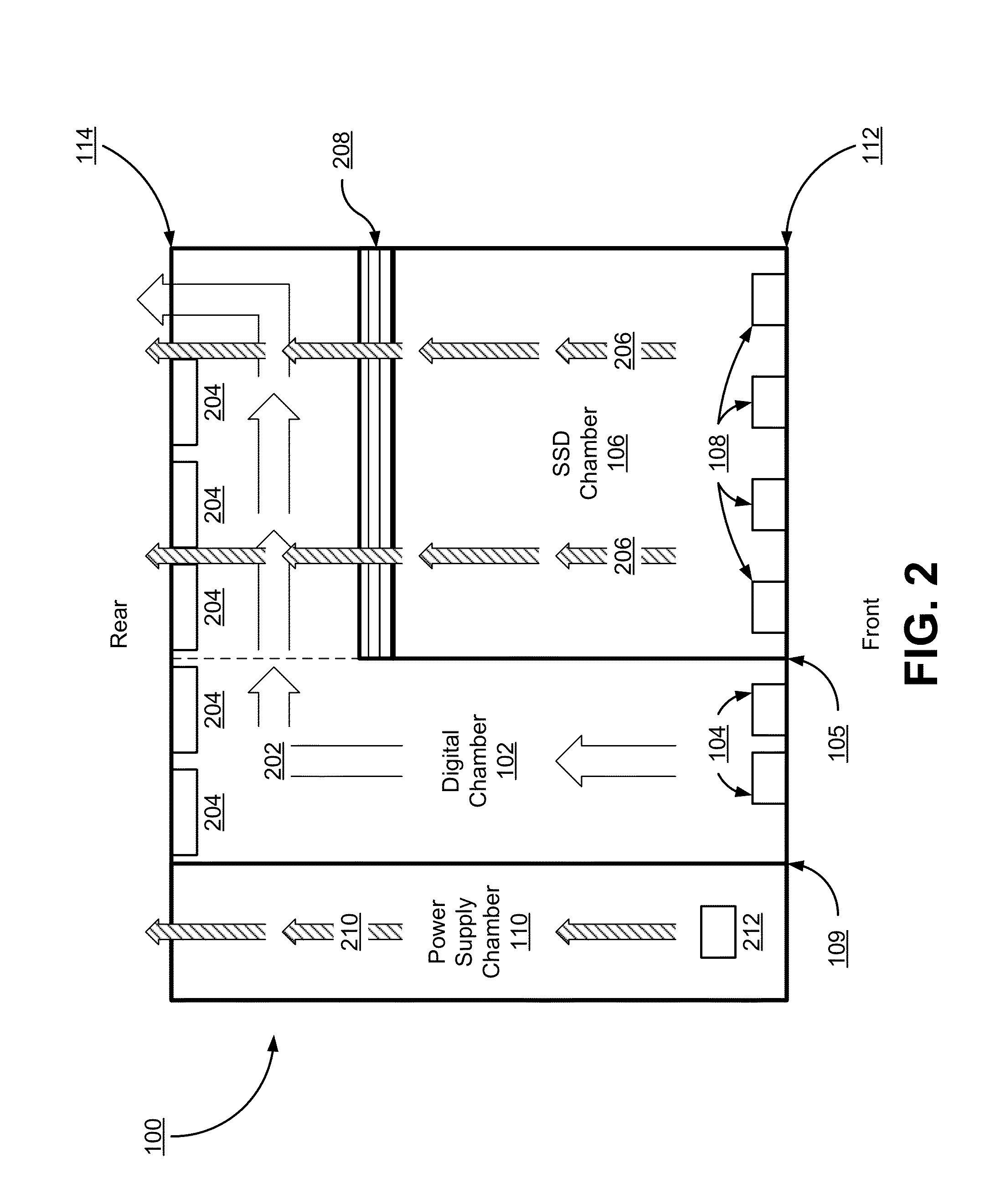 Chassis with separate thermal chamber for solid state memory