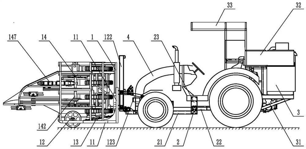 Side-falling type whole-stem sugarcane chopping machine