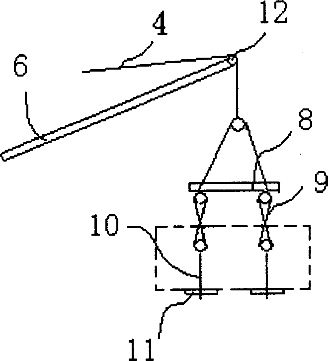 Lever-type archaized suspension coffin laying device and method