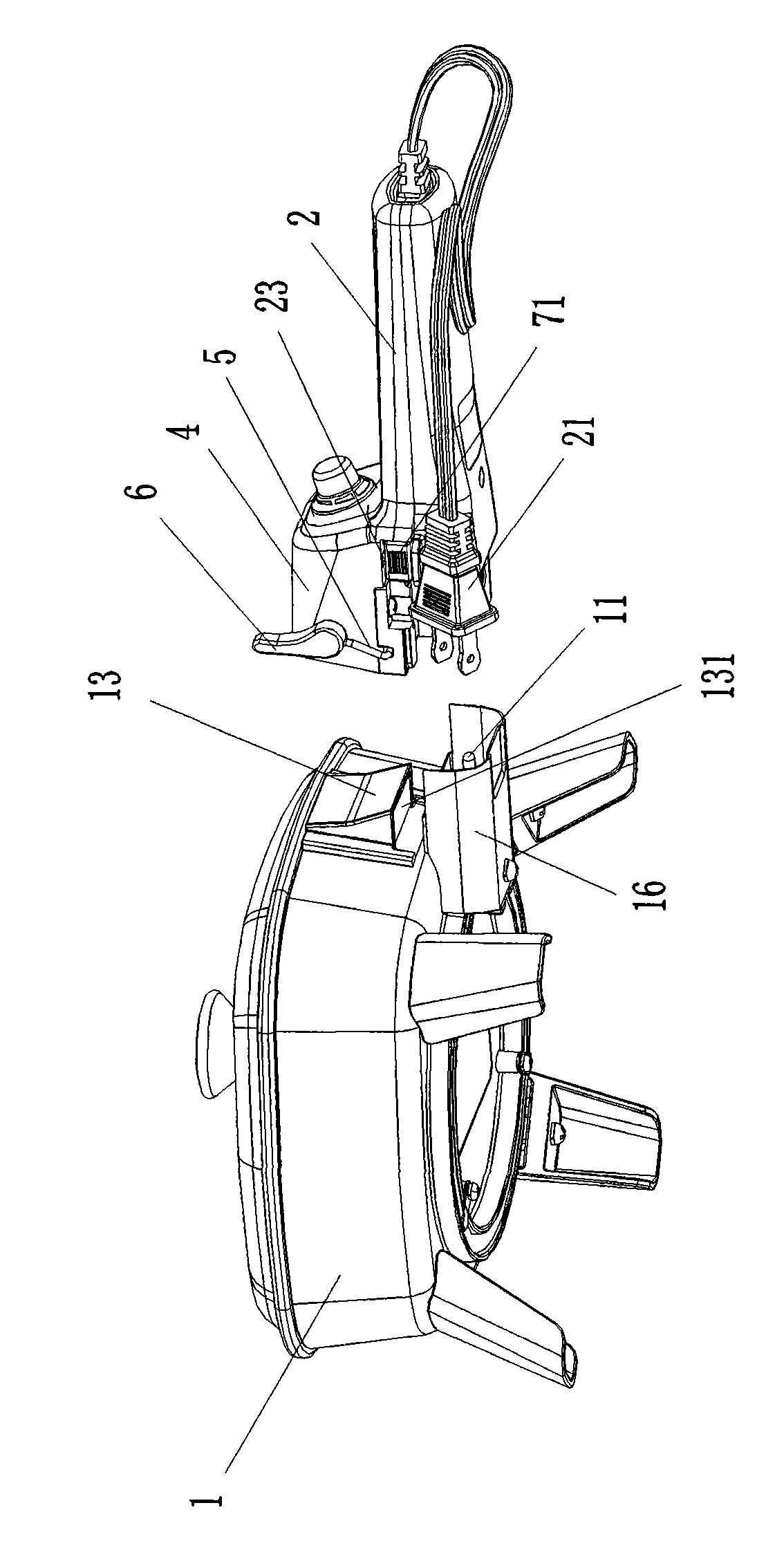 Separable power plug/socket connecting structure of electric frying pan