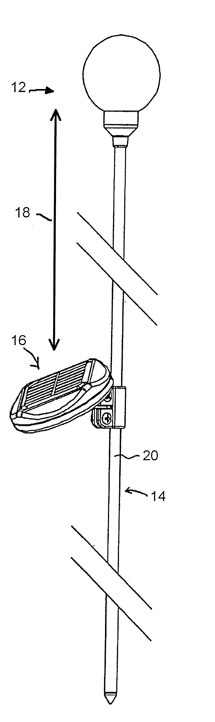 Outdoor light with positionable solar collector