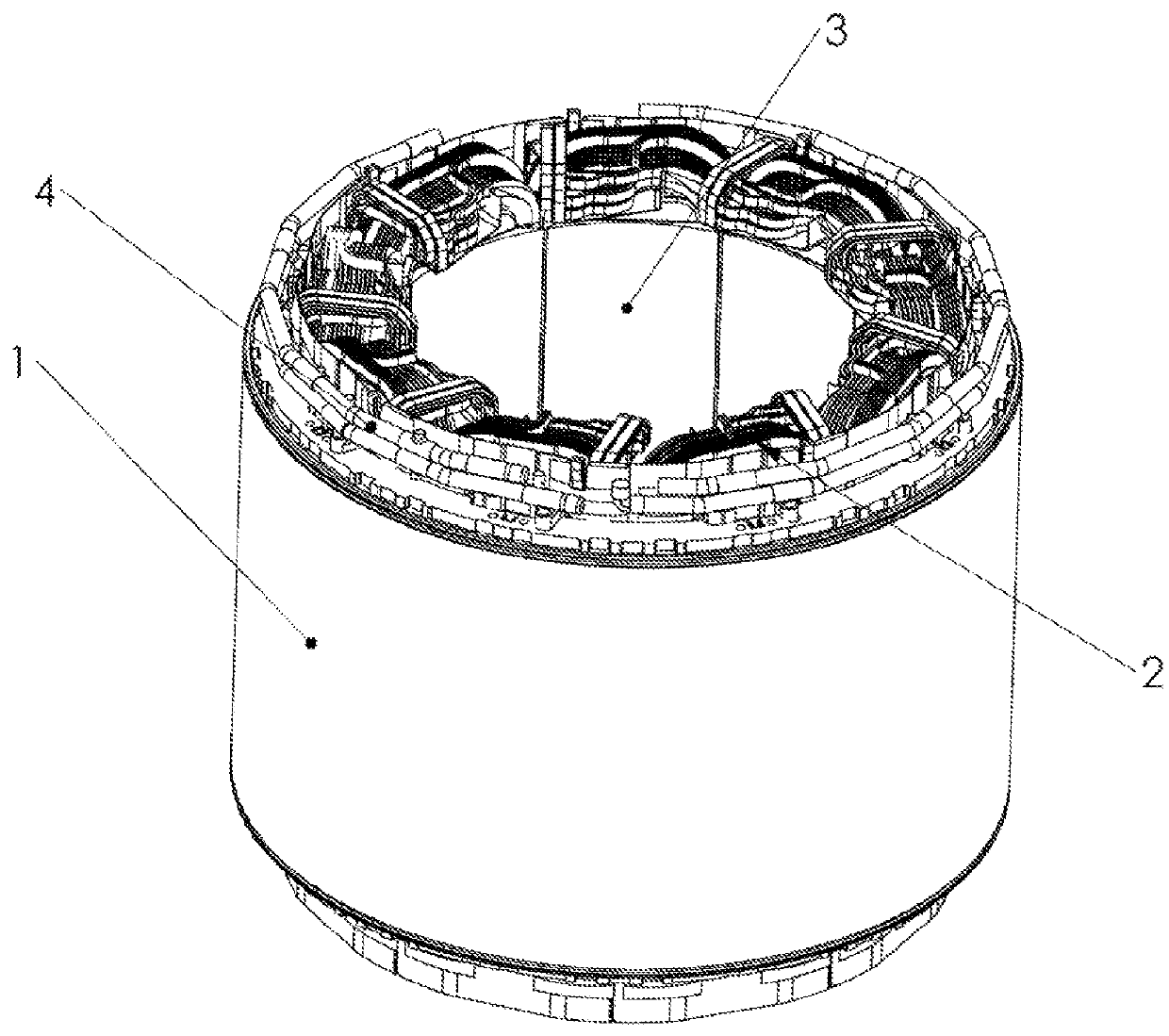 Concentrated winding stator construction for high efficiency machine